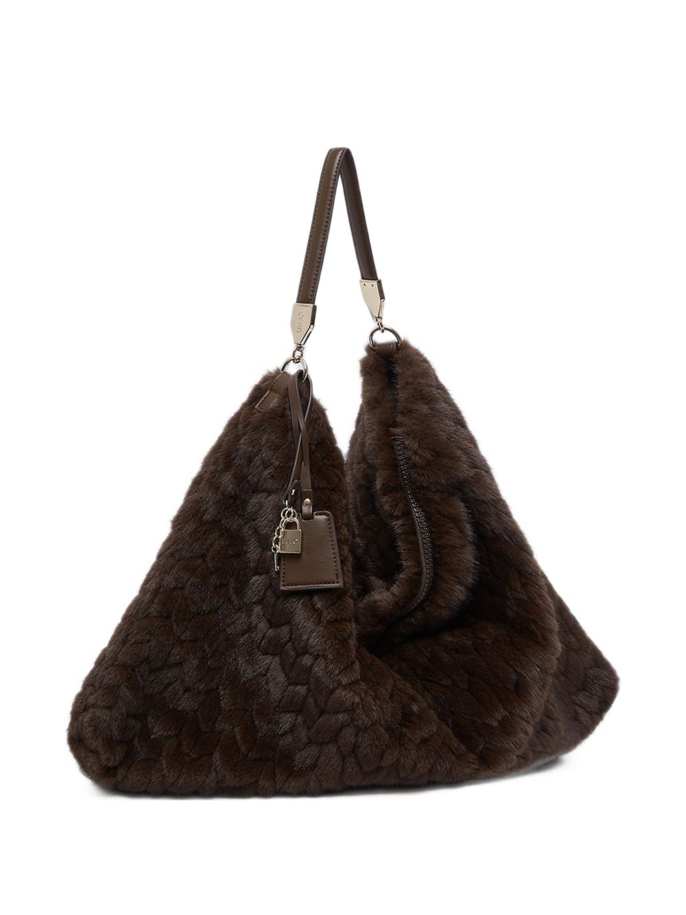 LIUJO Borsa a spalla in ecopelliccia marrone
