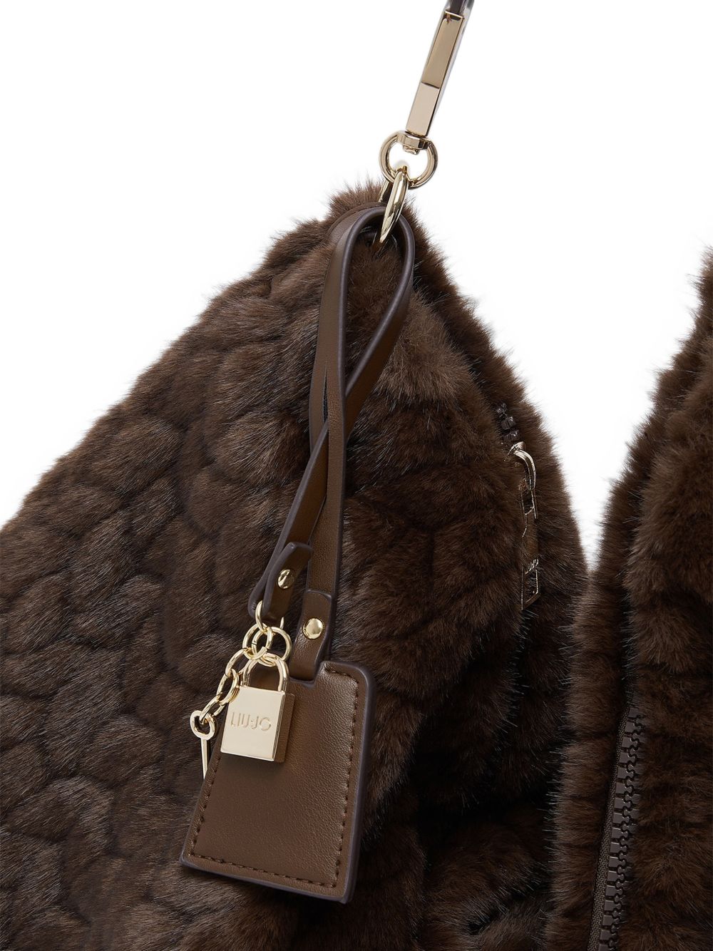 LIUJO Borsa a spalla in ecopelliccia marrone