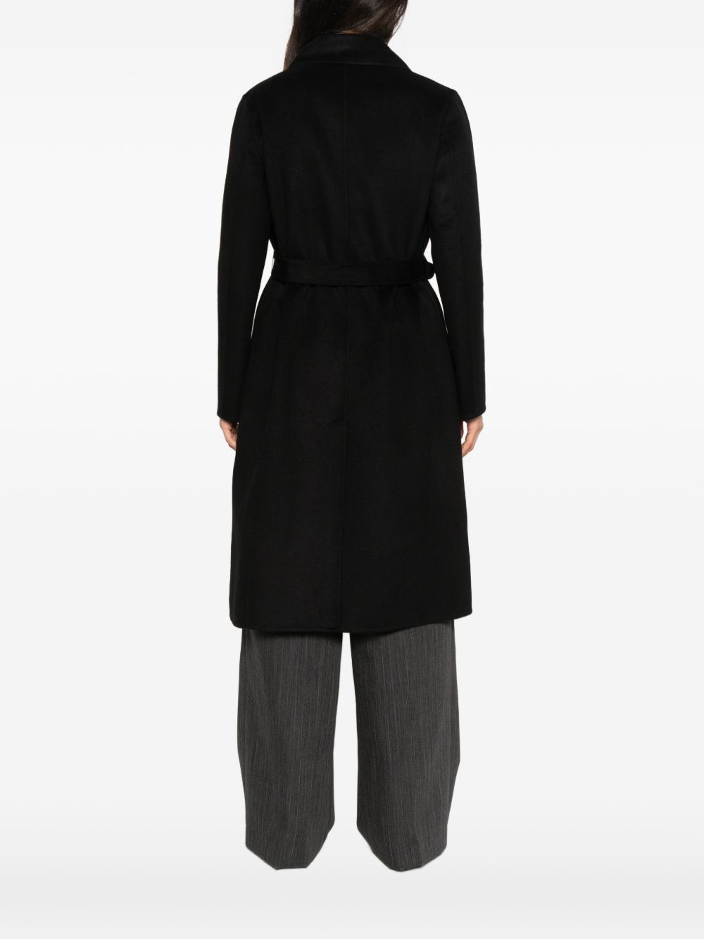 LIUJO Cappotto lungo nero con cintura in vita