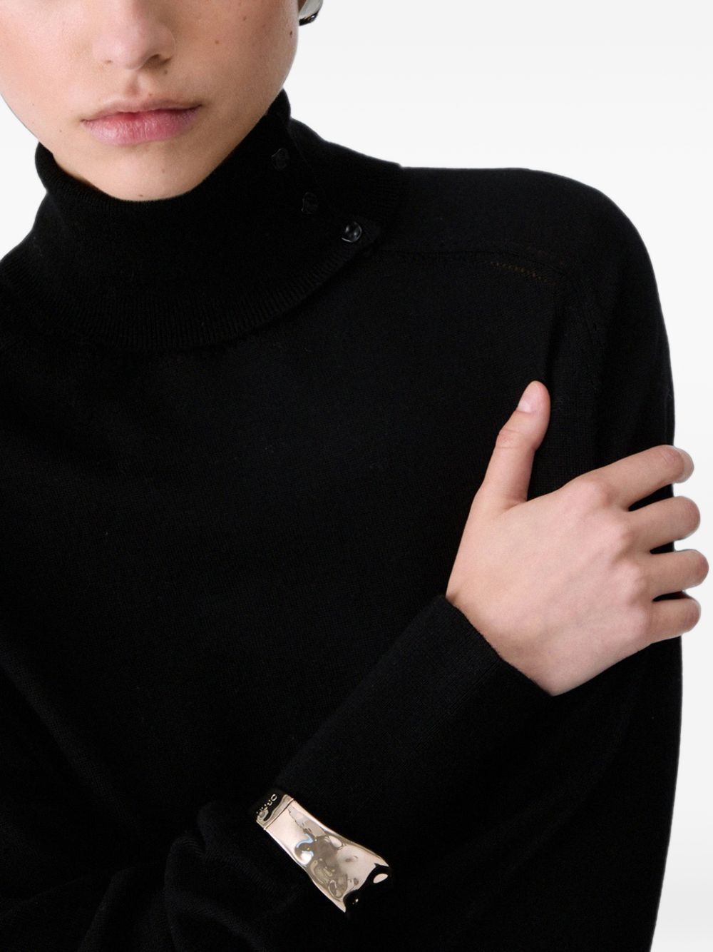 LIUJO Maglia nera a collo alto in lana