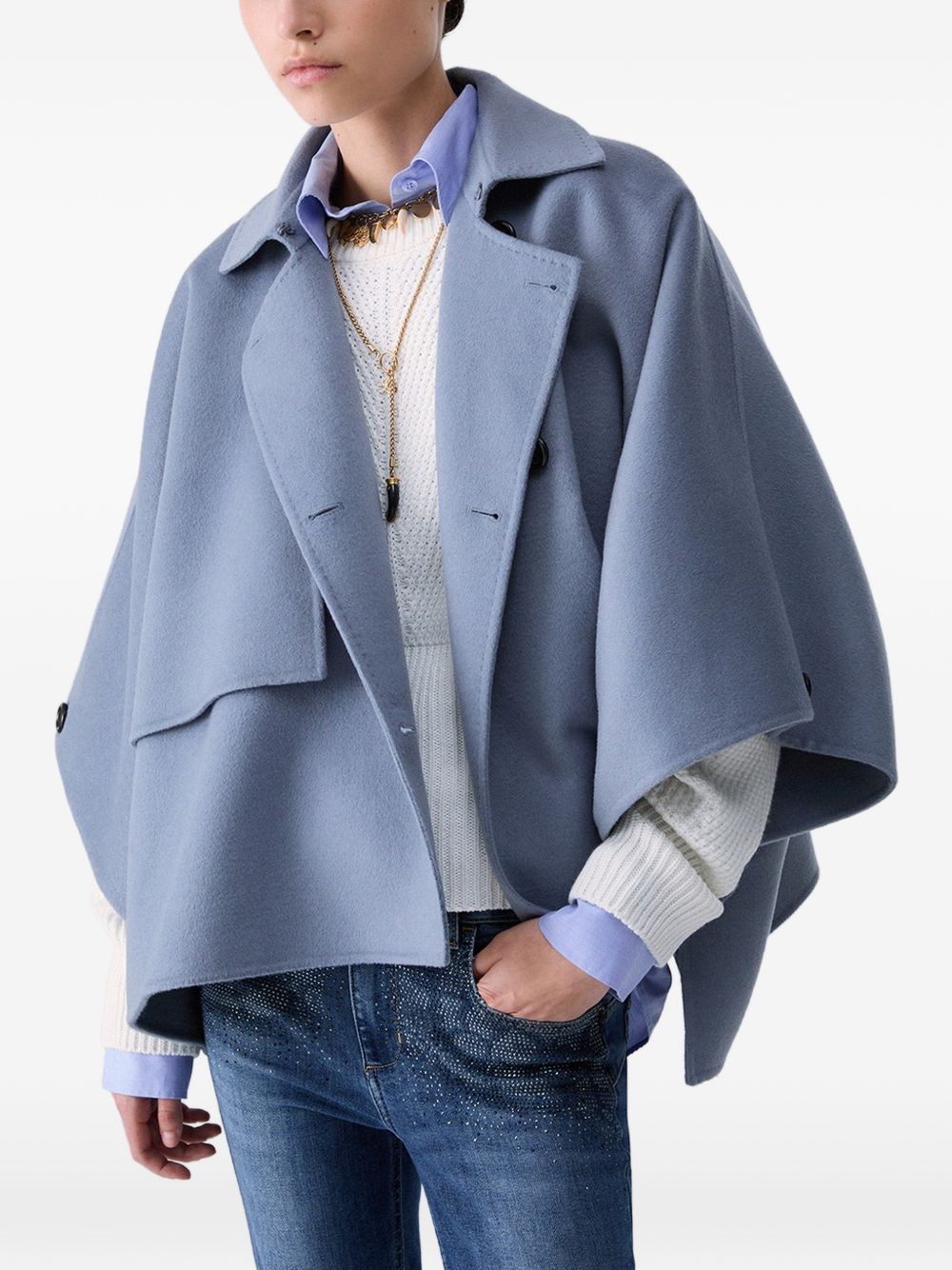 LIUJO Cappotto a mantella color carta da zucchero in lana