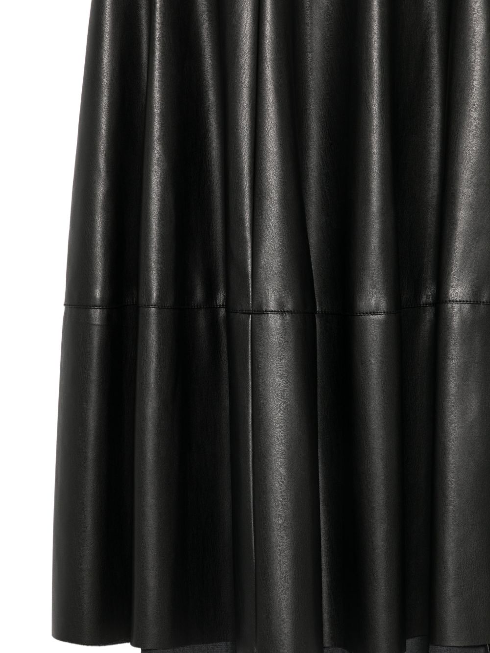 LIUJO Gonna midi a pieghe morbide in ecopelle nera