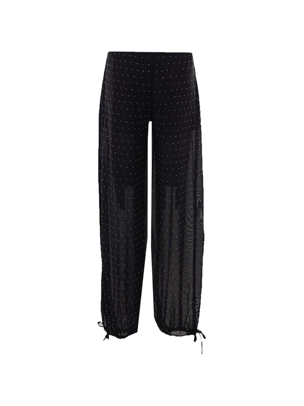 LIUJO Pantaloni neri semitrasparenti con strass
