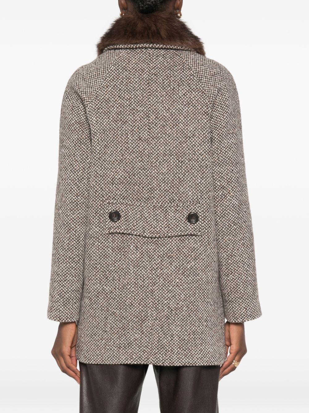 LIUJO Cappotto corto marrone con colletto in ecopelliccia