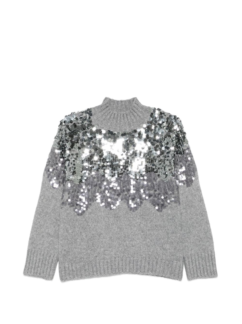 LIUJO Maglia in misto lana grigio chiaro con strass argentati