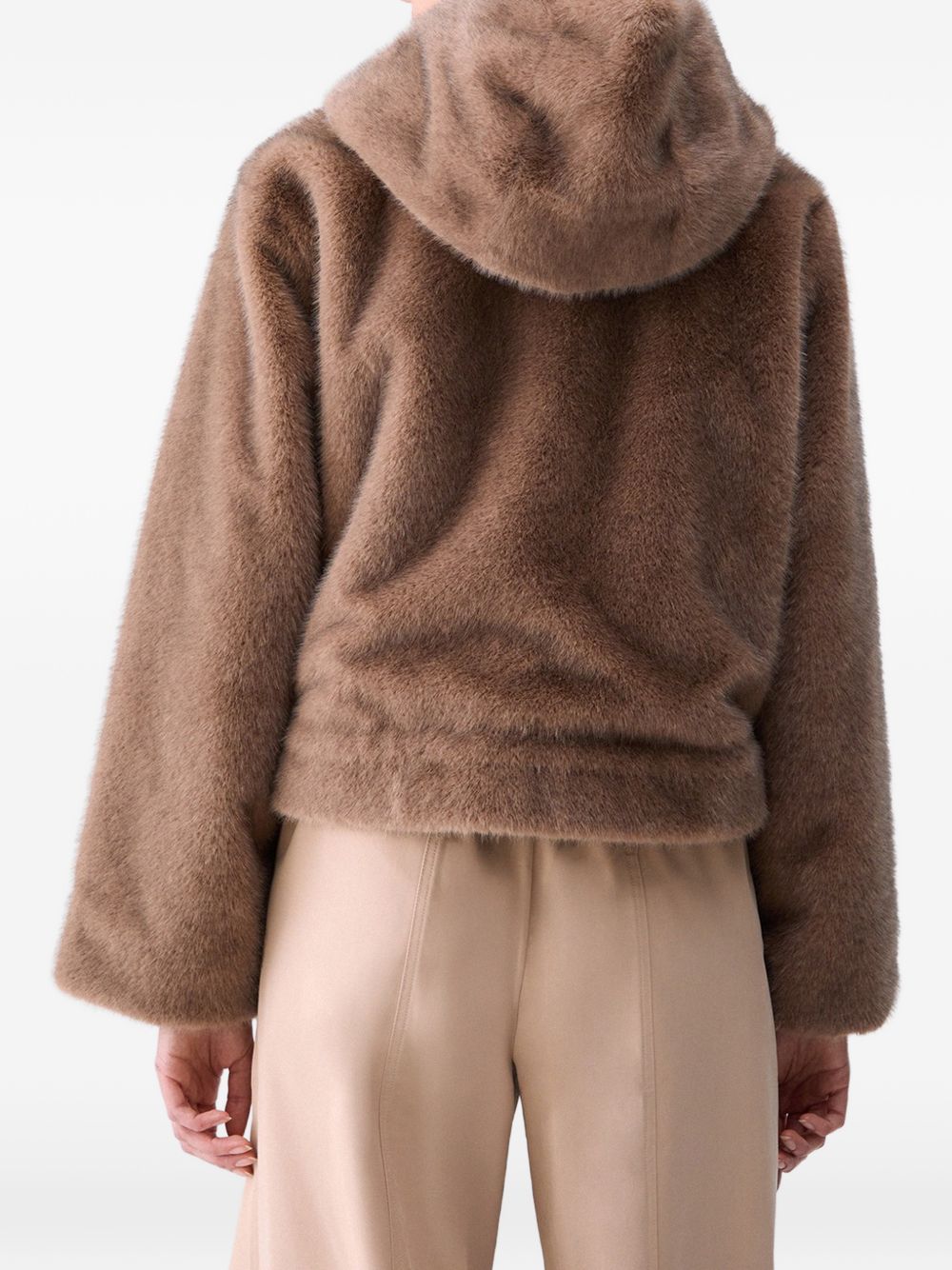 LIUJO Ecopelliccia marrone con cappuccio e tasche