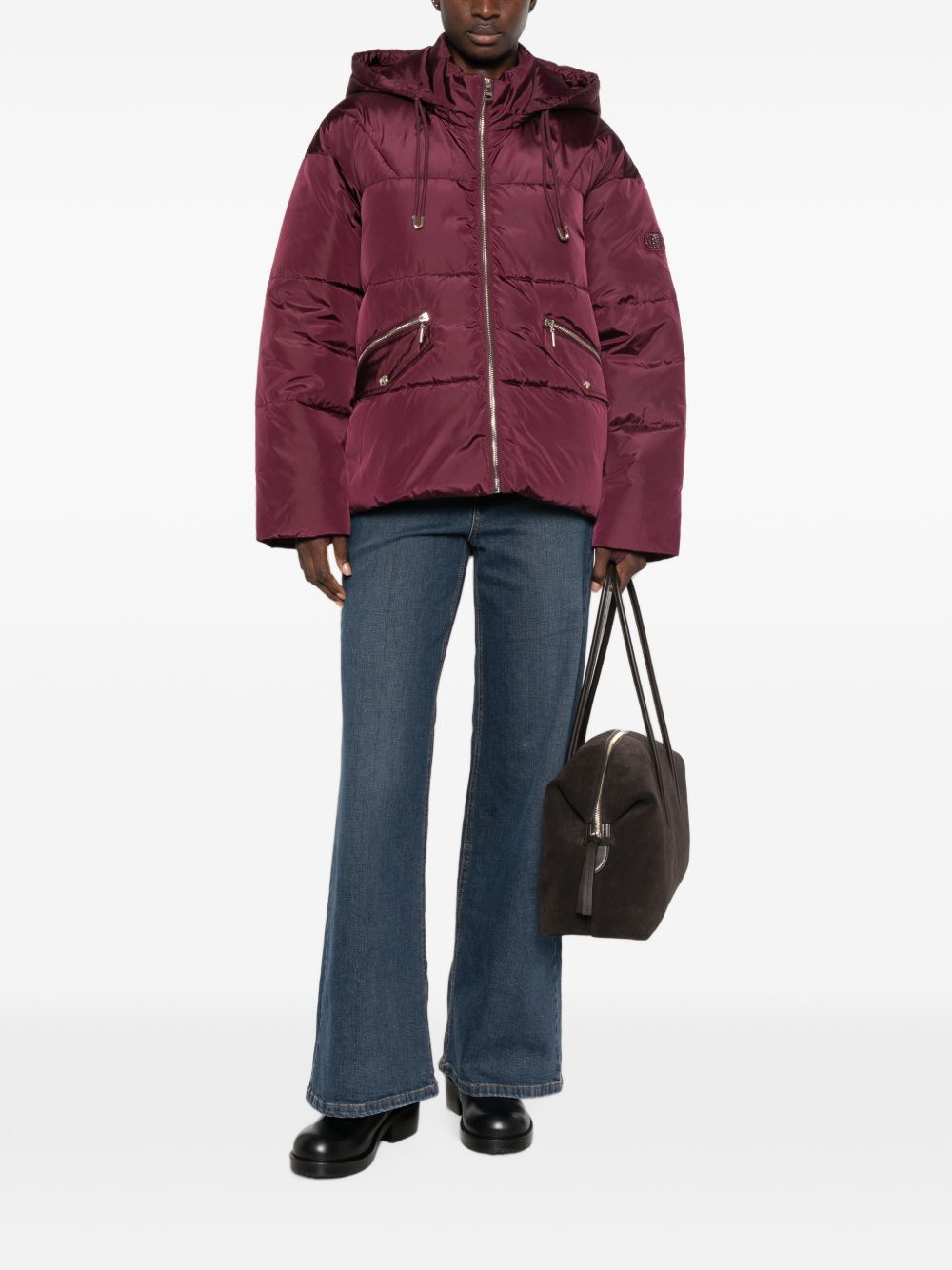 LIUJO Ecopelliccia marrone con cappuccio e tasche