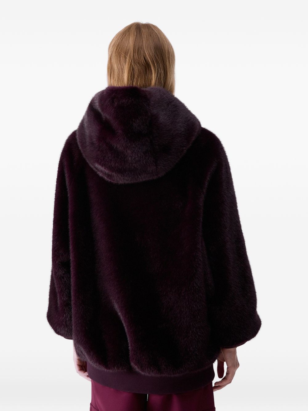 LIUJO Ecopelliccia oversize viola scuro con cappuccio
