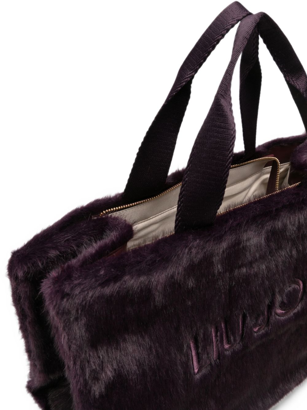 LIUJO Borsa tote a mano in ecopelliccia viola scuro