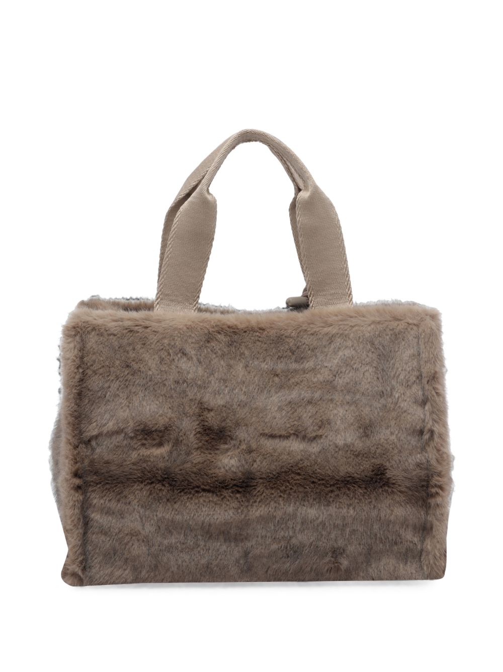 LIUJO Borsa tote a mano in ecopelliccia beige scuro tortora
