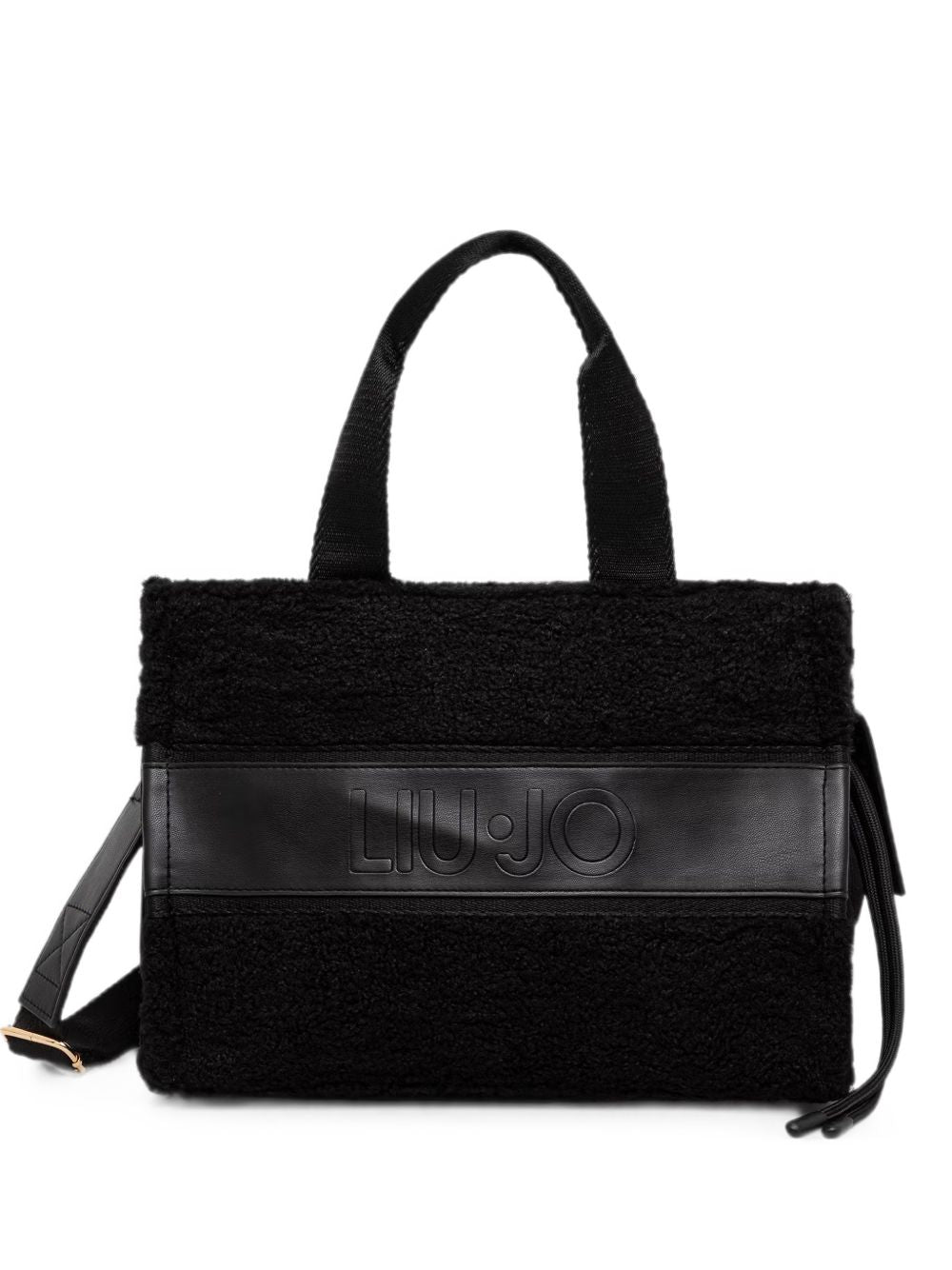 LIUJO Borsa tote a mano nera con texture fur