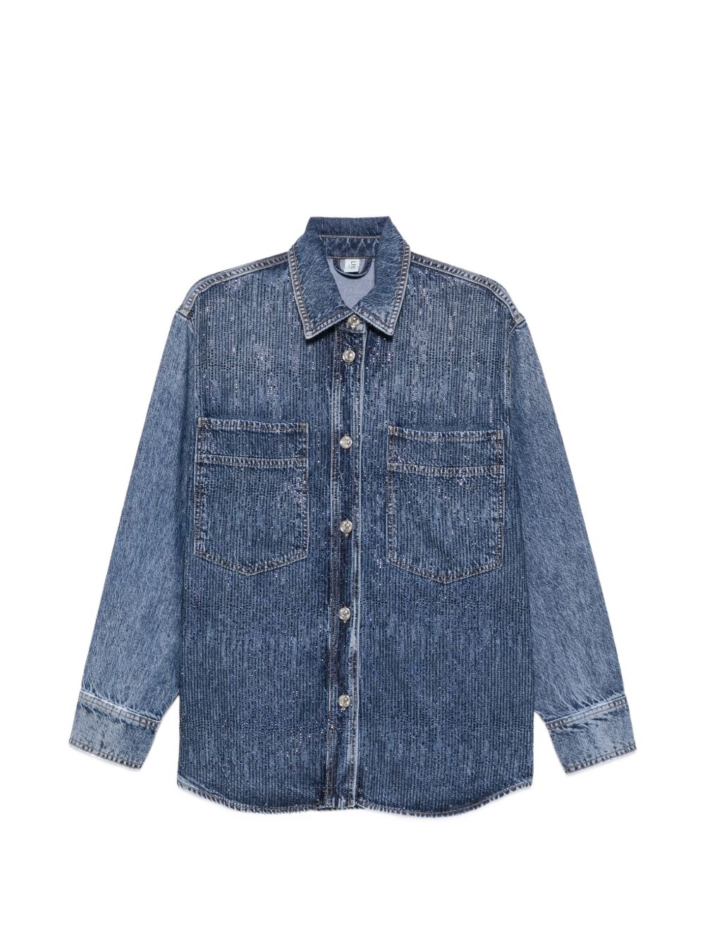 LIUJO Liu Jo x Elodie Camicia Oversize in Denim con Strass