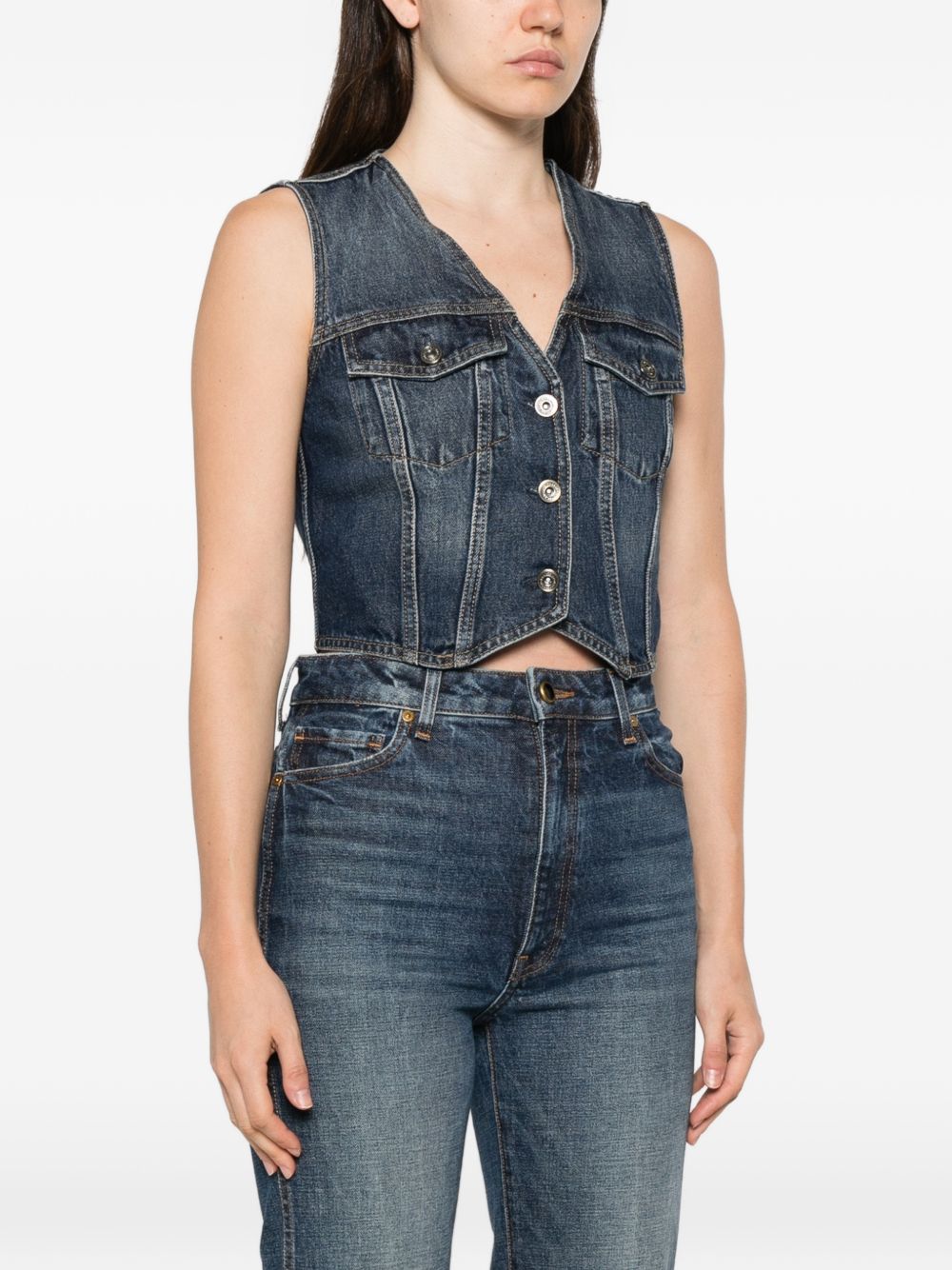 LIUJO Gilet in denim con tasche sul petto