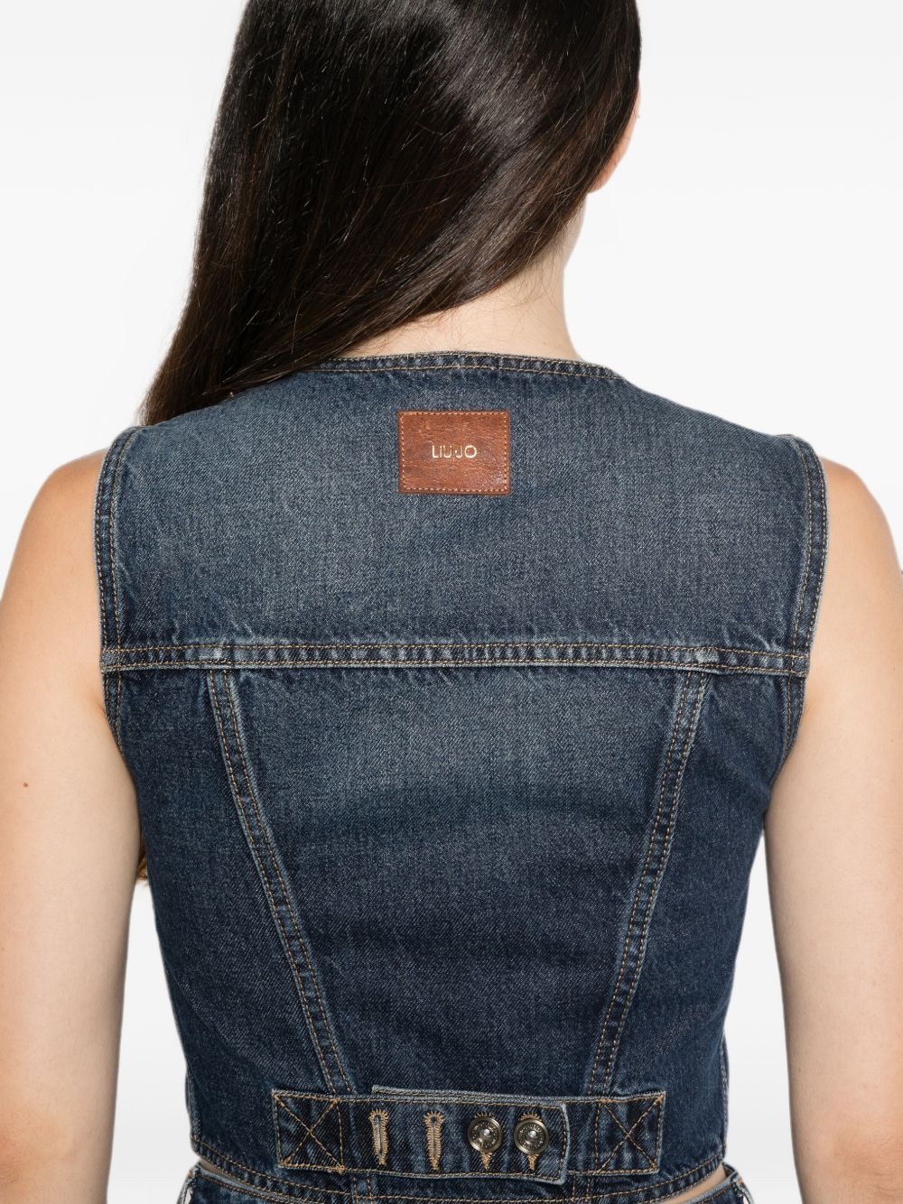 LIUJO Gilet in denim con tasche sul petto