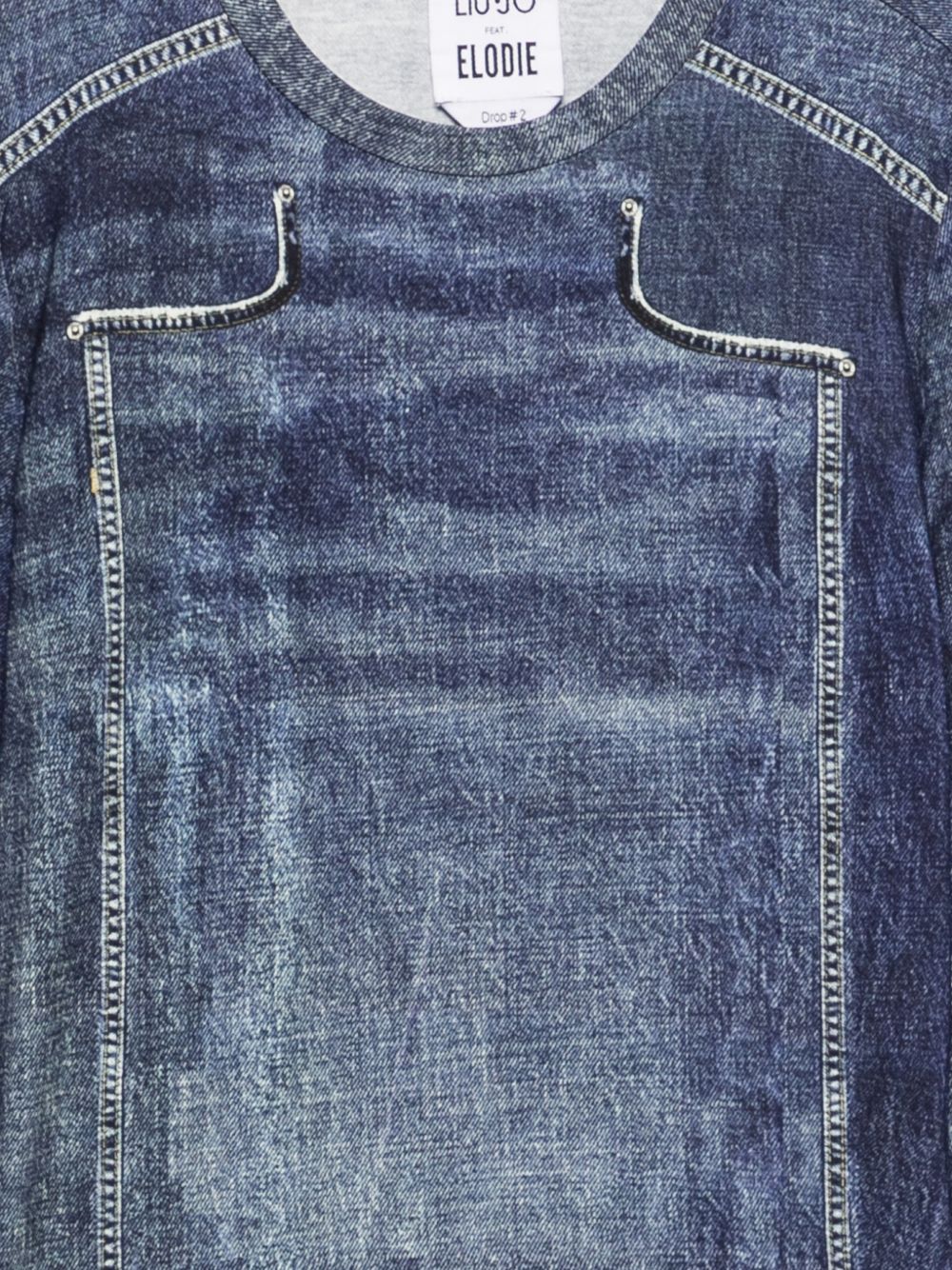 LIUJO T-shirt Elodie a maniche lunghe con stampa denim