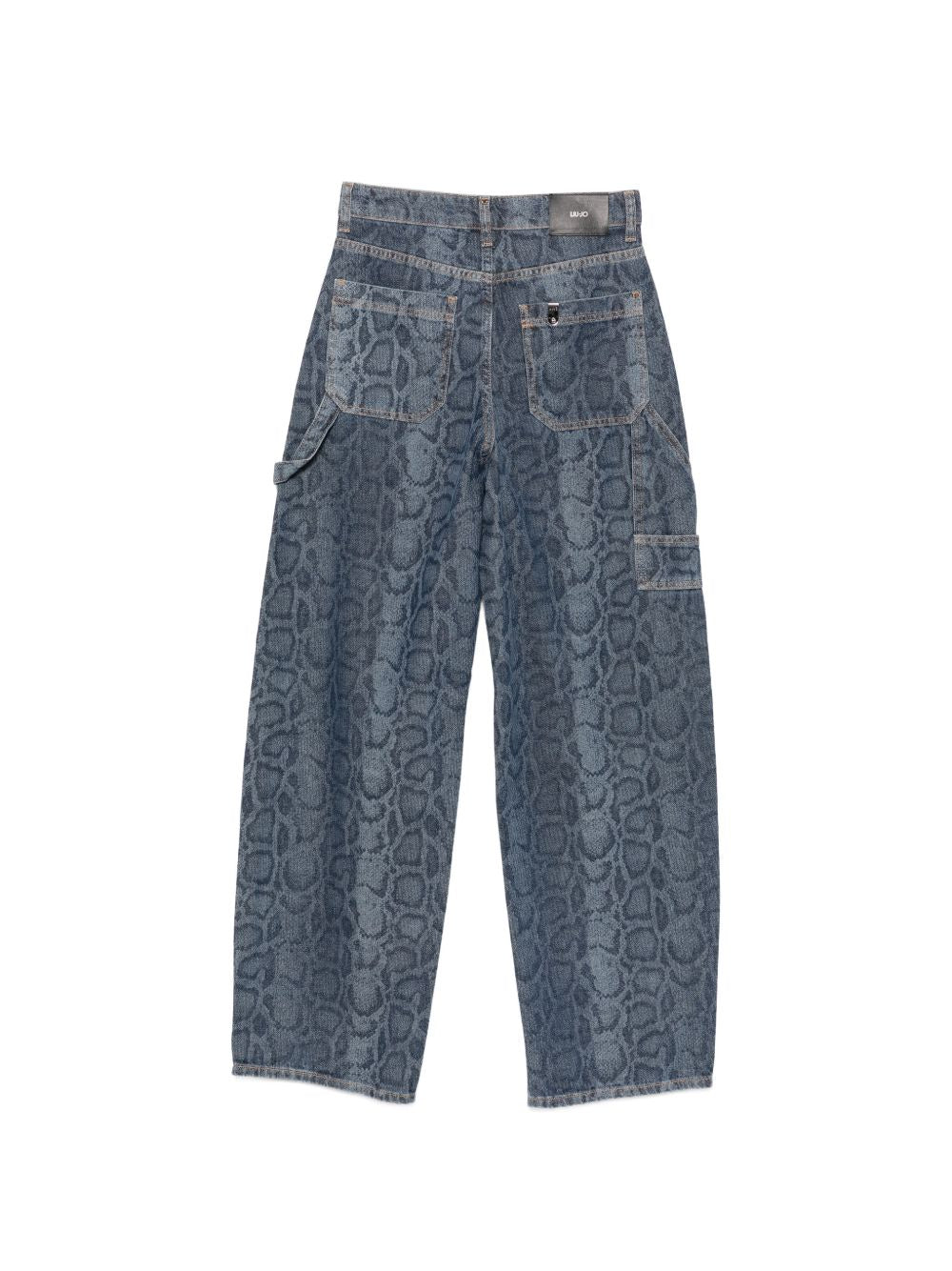 LIUJO Jeans Barrel blu con texture pitonata e tasche