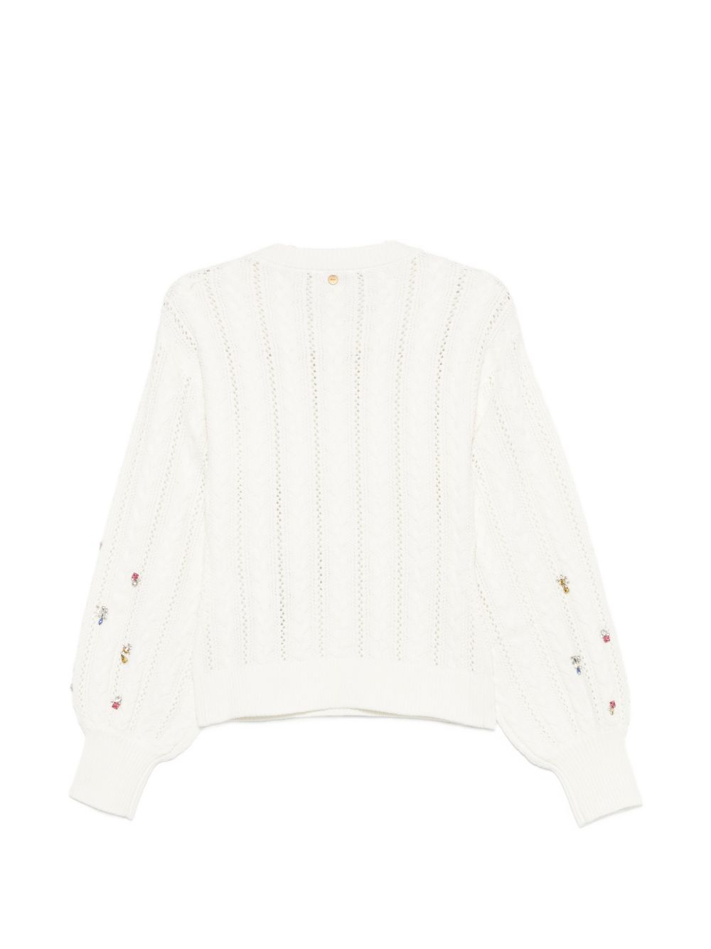 LIUJO Maglia bianca in misto lana con charm sulle maniche a palloncino