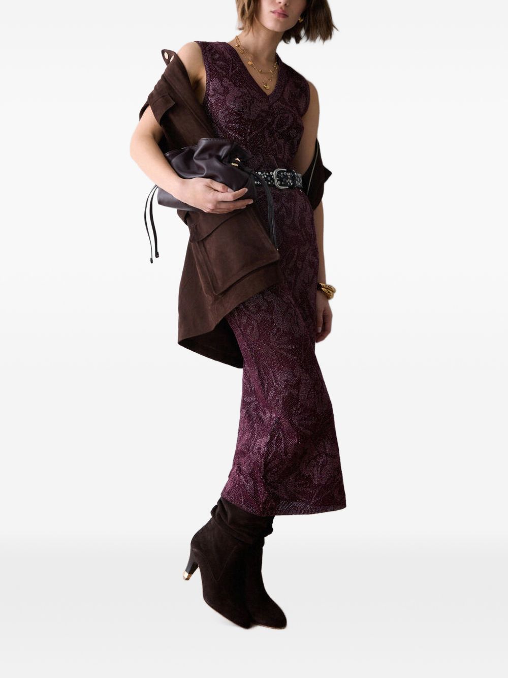 LIUJO Top viola senza maniche con scollo a V in cotone e strass