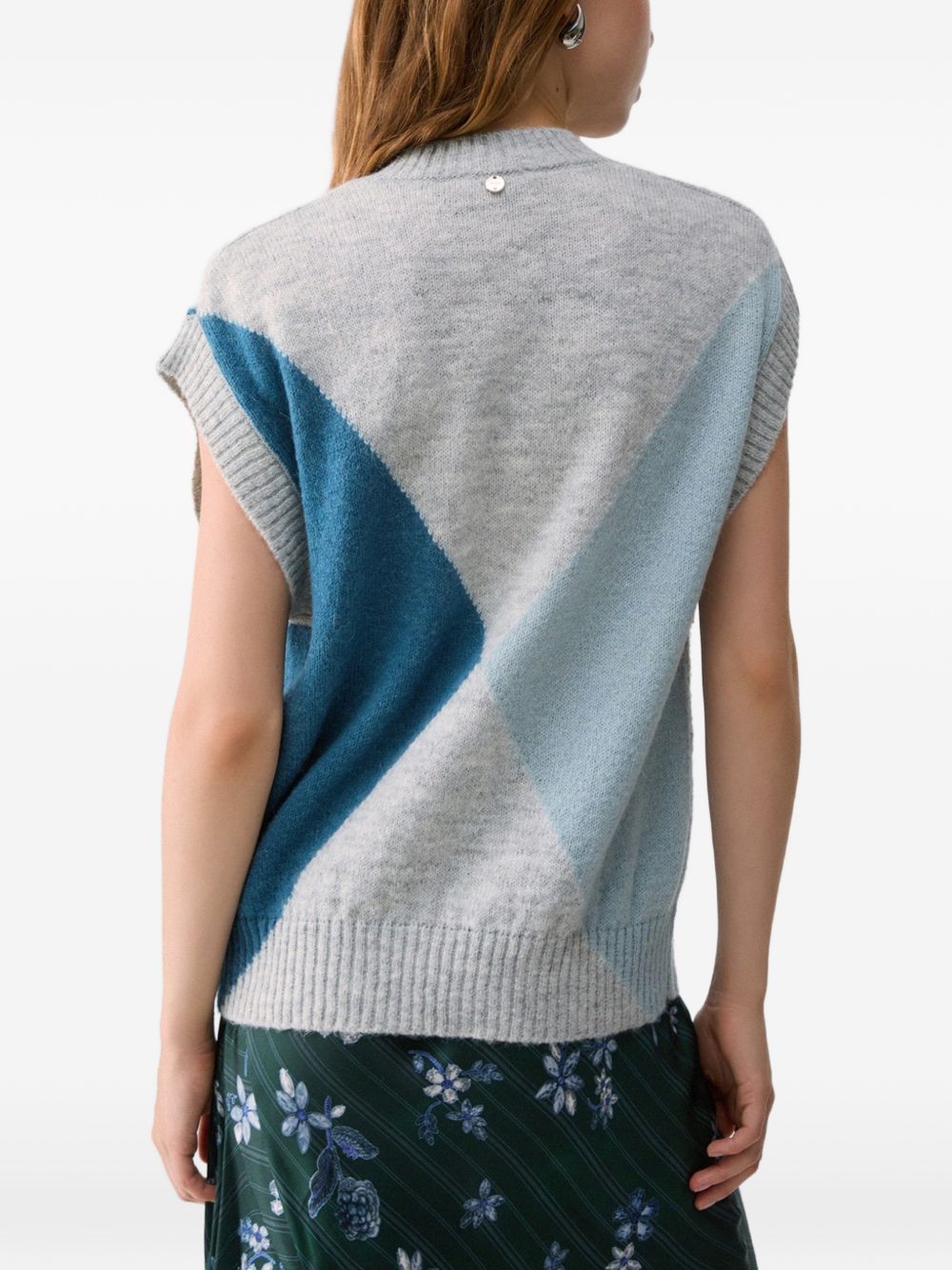 LIUJO Gilet blu a rombi con strass