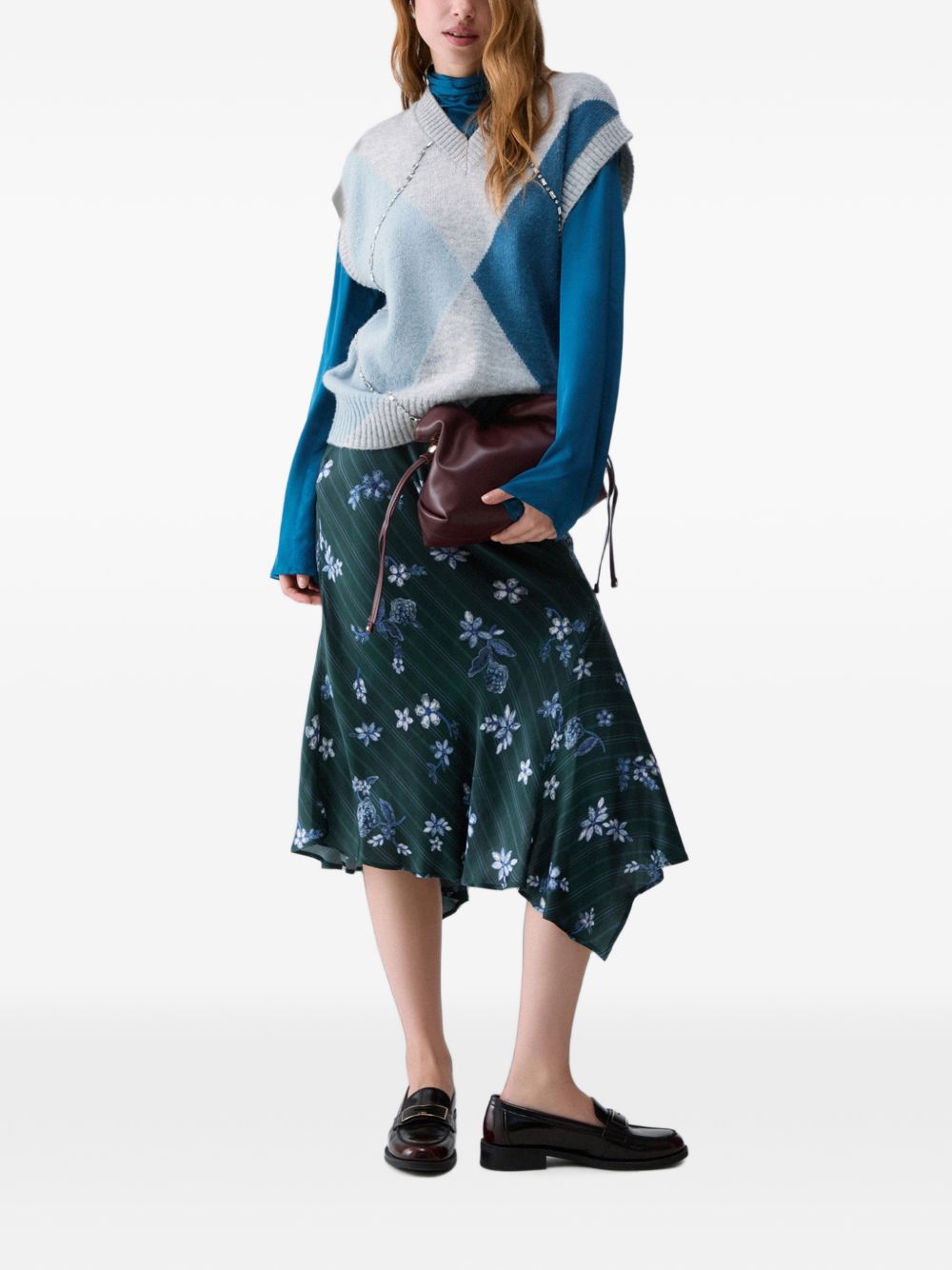 LIUJO Gilet blu a rombi con strass