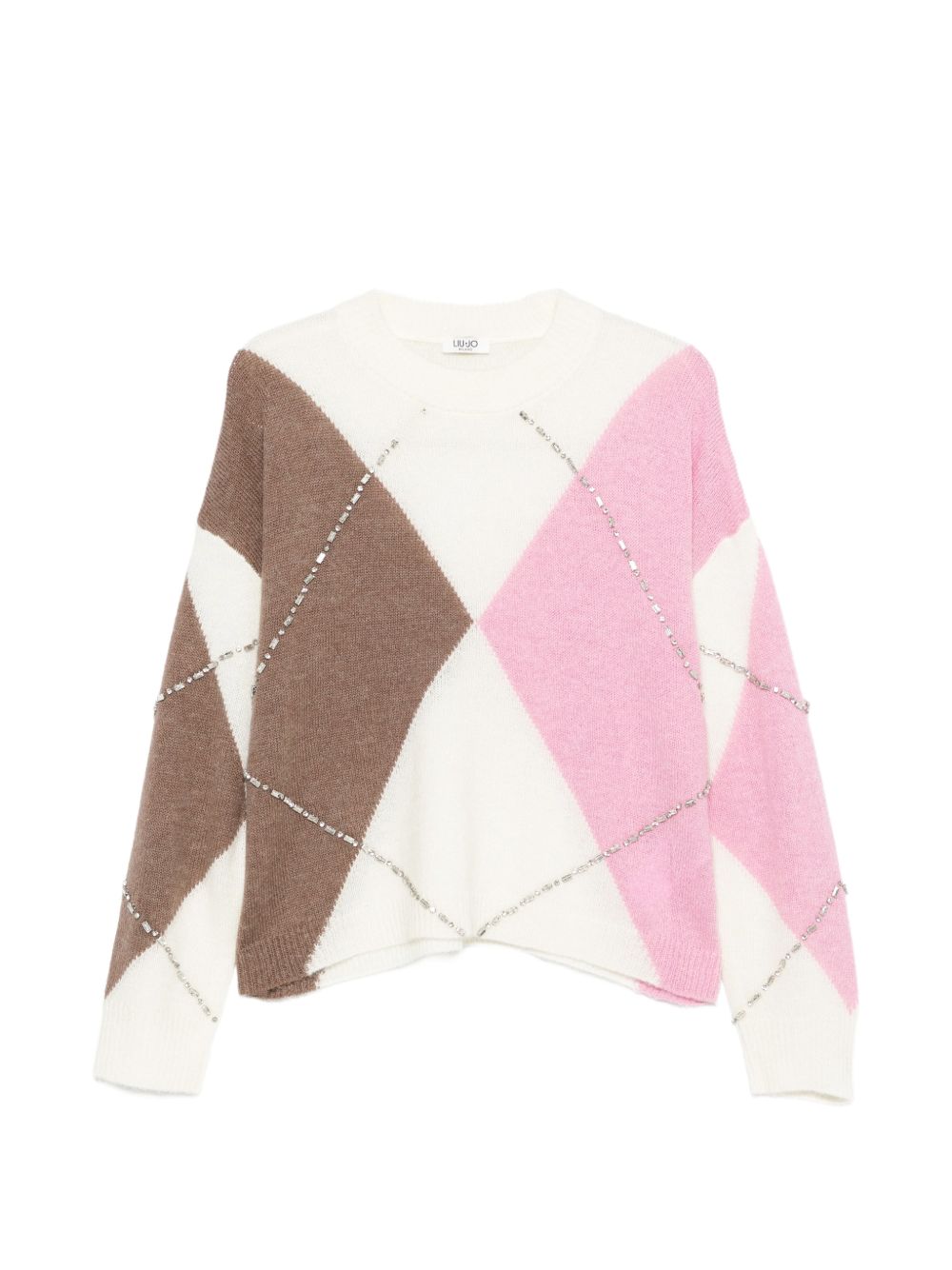 LIUJO Maglia rosa a rombi con strass