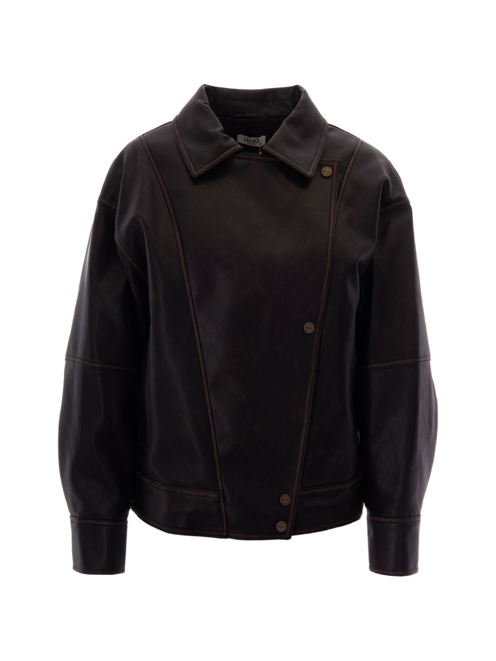 LIUJO Giacca bomber marrone in ecopelle