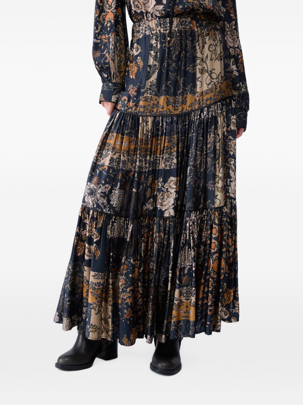 LIUJO Gonna lunga drappeggiata con fantasia floreale