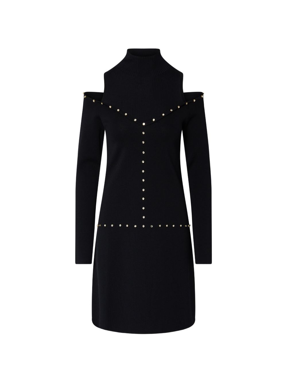 LIUJO Abito corto nero con dettagli cut-out e strass perimetrali