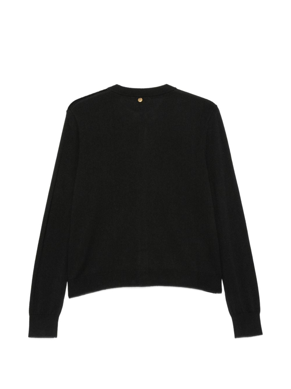 LIUJO Cardigan nero in misto lana con rombi rosa