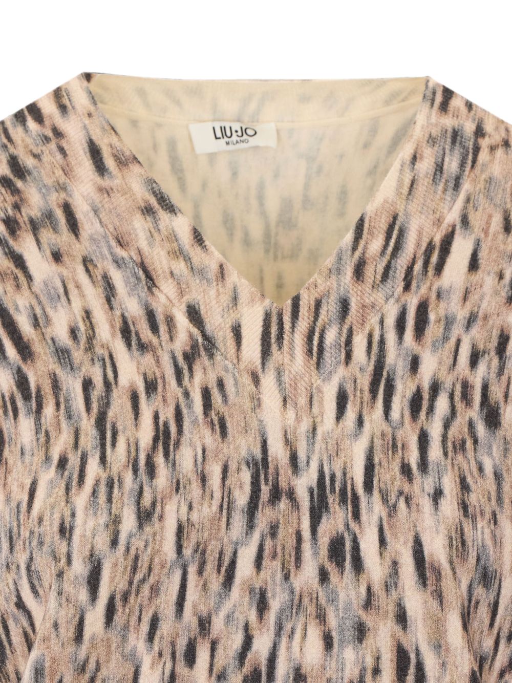 LIUJO Maglia beige con stampa leopardata marrone