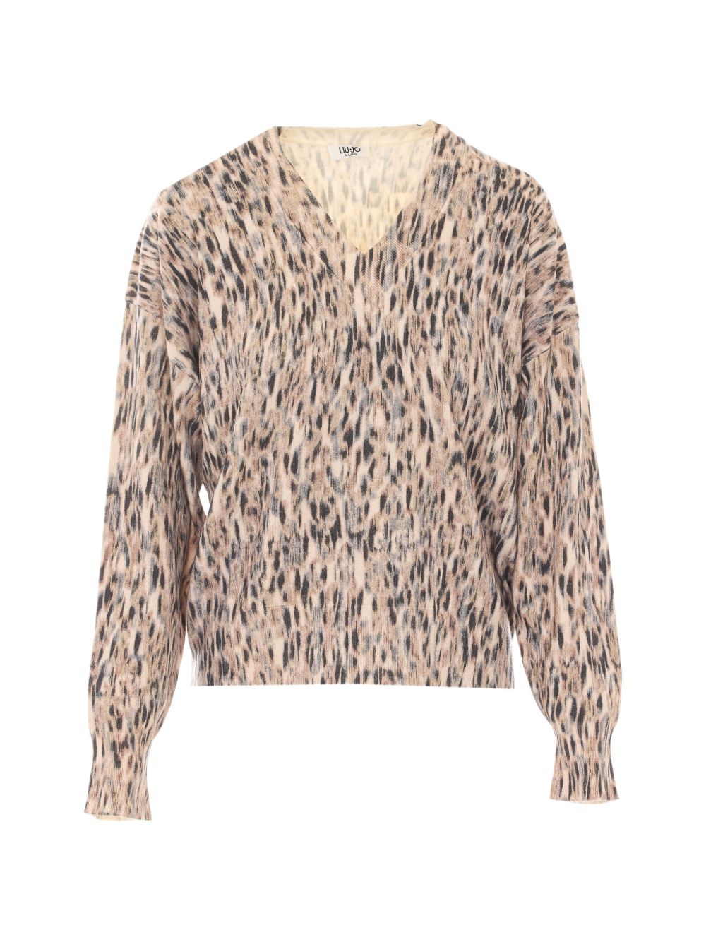 LIUJO Maglia beige con stampa leopardata marrone