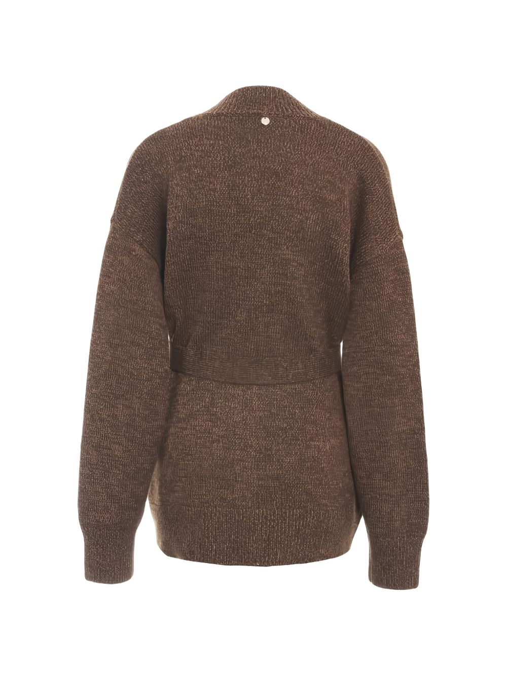 LIUJO Cardigan marrone in maglia con cintura