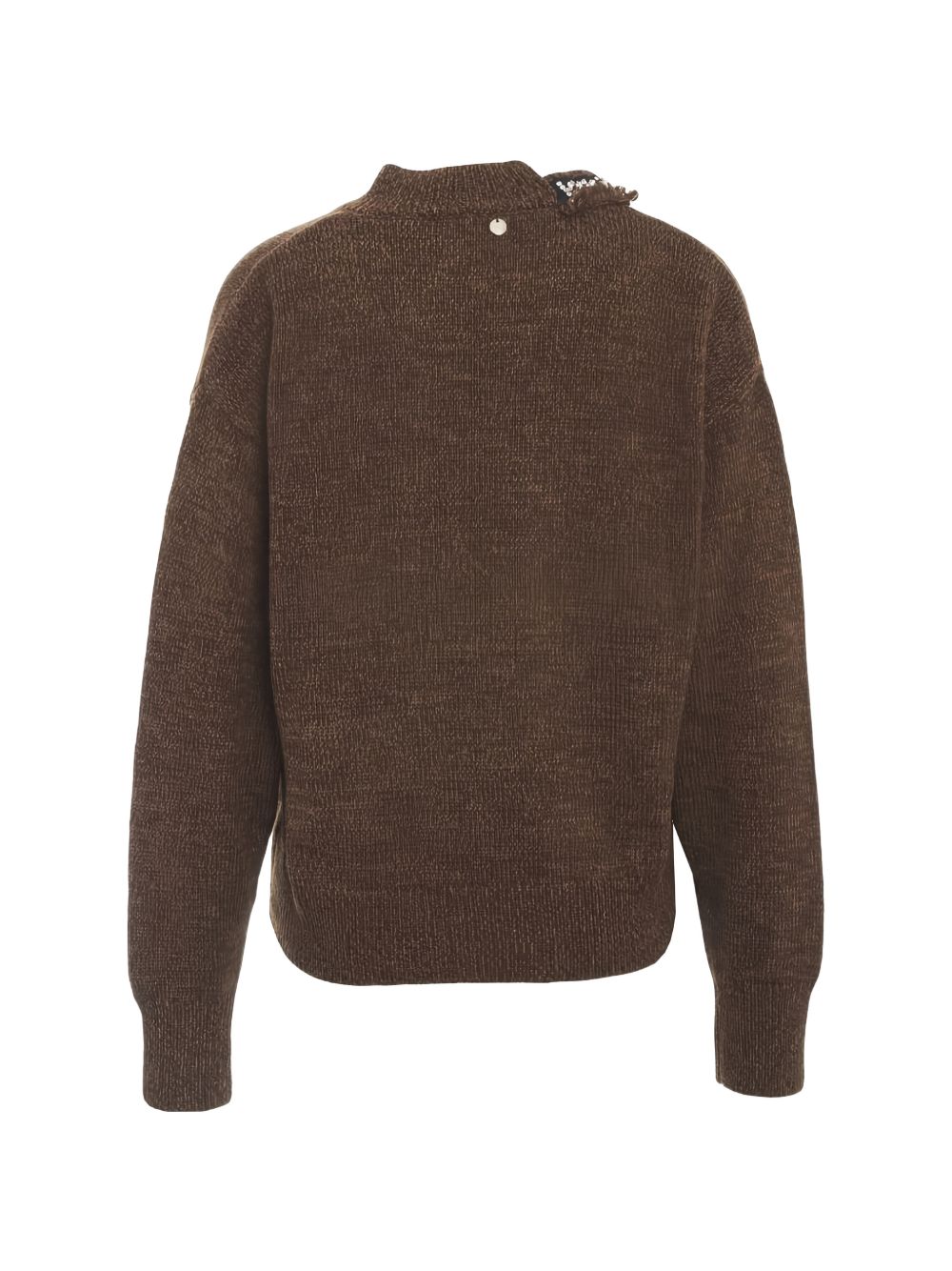 LIUJO Maglia girocollo marrone con strass