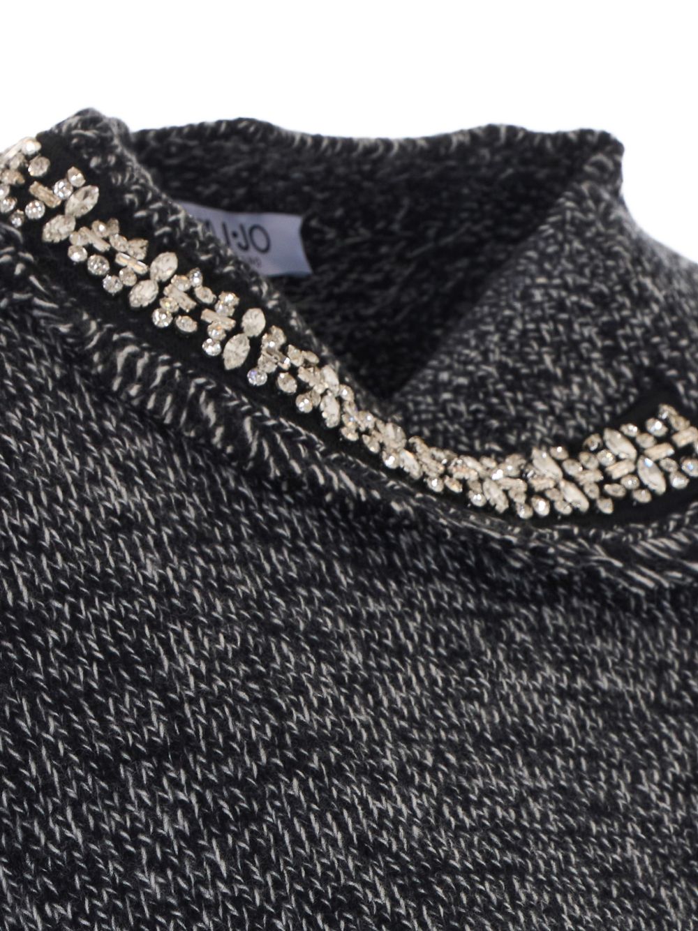 LIUJO Maglia girocollo grigia con strass