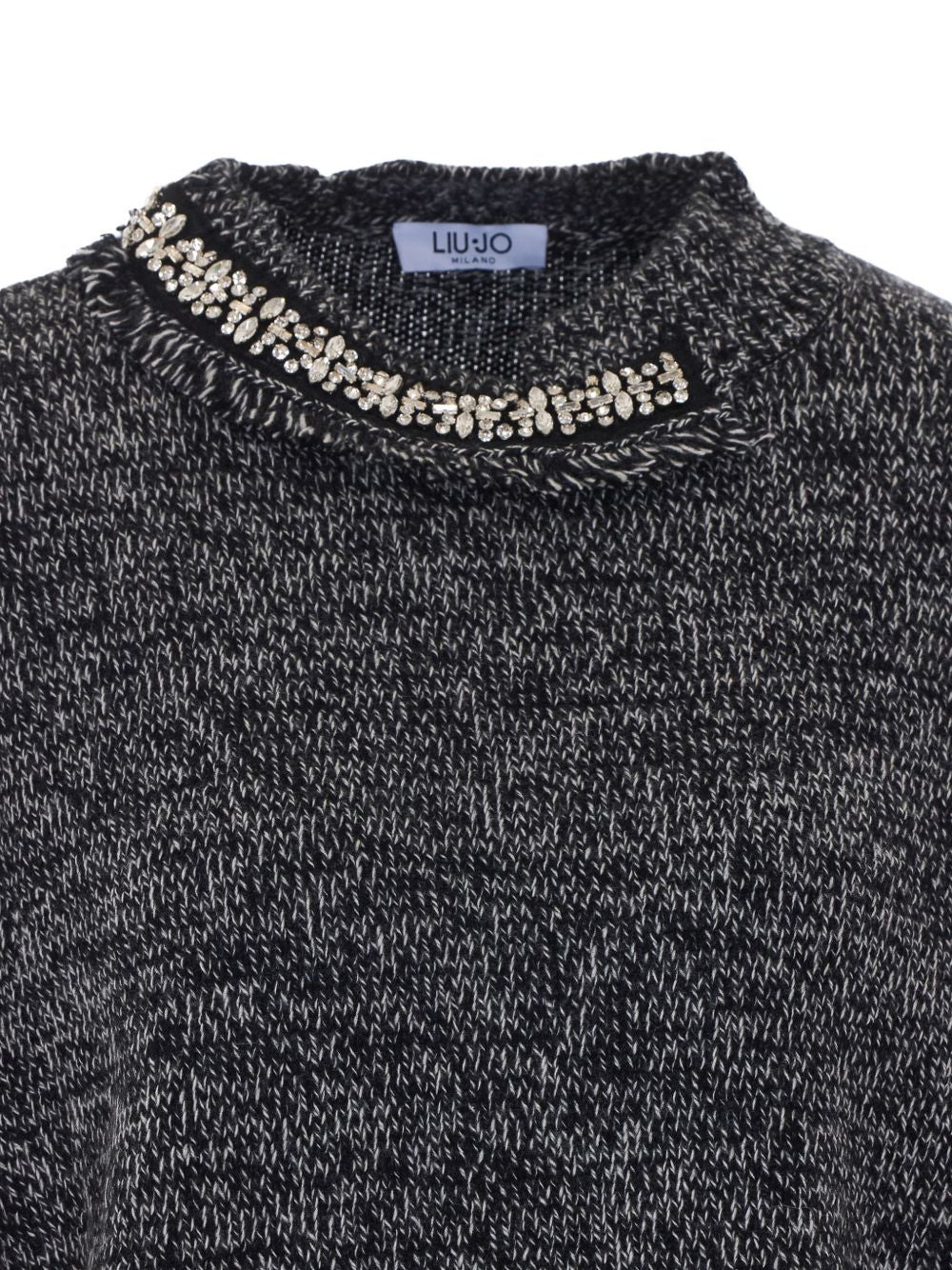 LIUJO Maglia girocollo grigia con strass