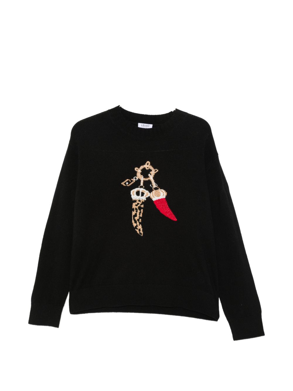 LIUJO Maglia in lana con design cornetti portafortuna
