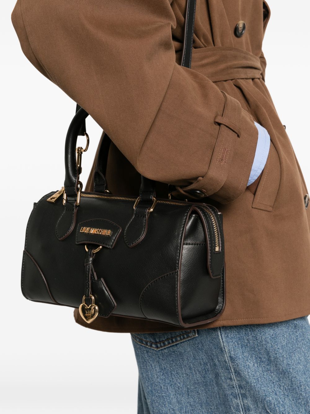 LOVE MOSCHINO Borsa a mano tote nera con dettagli oro