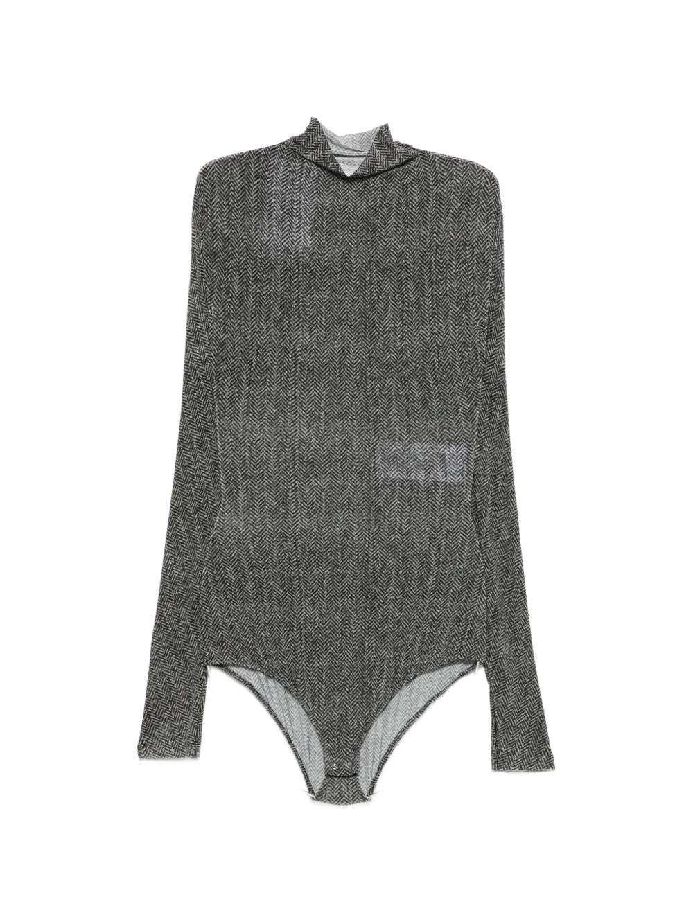 MAISON MARGIELA Top semitrasparente a collo alto con motivo spigato