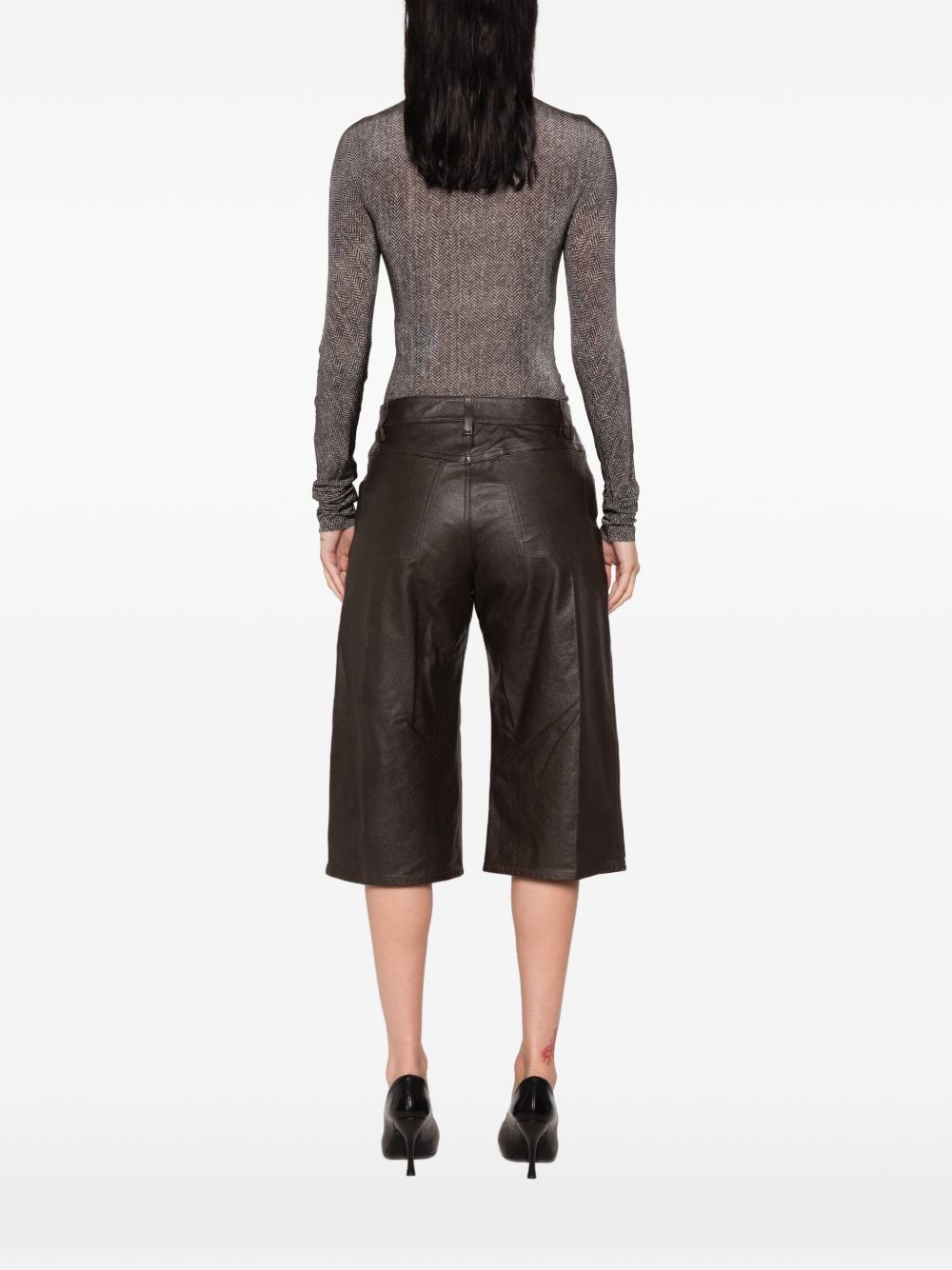 MAISON MARGIELA Top semitrasparente a collo alto con motivo spigato