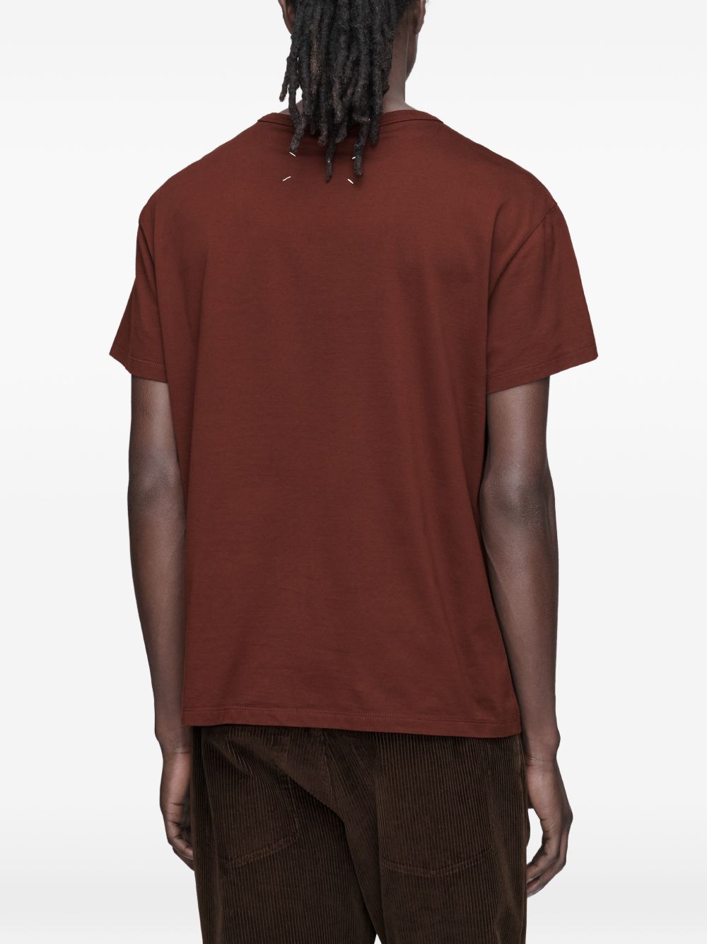 MAISON MARGIELA T-shirt oversize con logo ricamato in cotone bordeaux