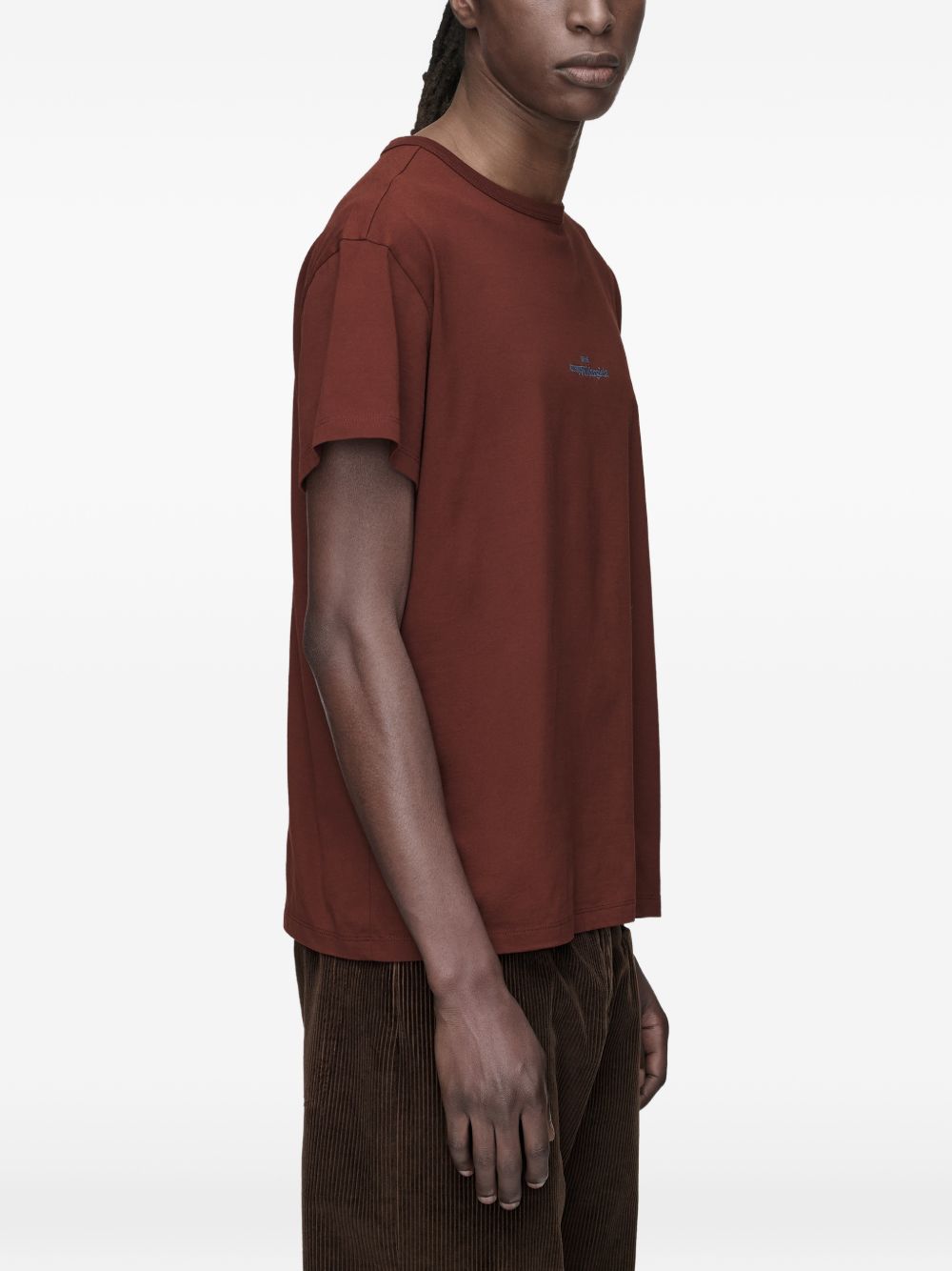 MAISON MARGIELA T-shirt oversize con logo ricamato in cotone bordeaux