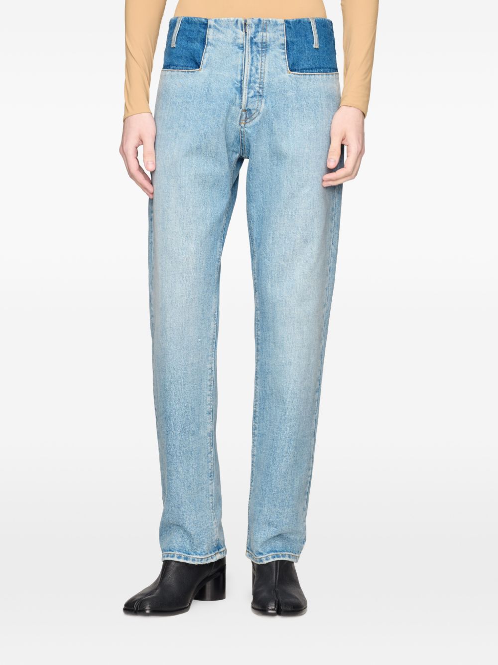 MAISON MARGIELA Jeans straight-leg in denim patchwork indaco