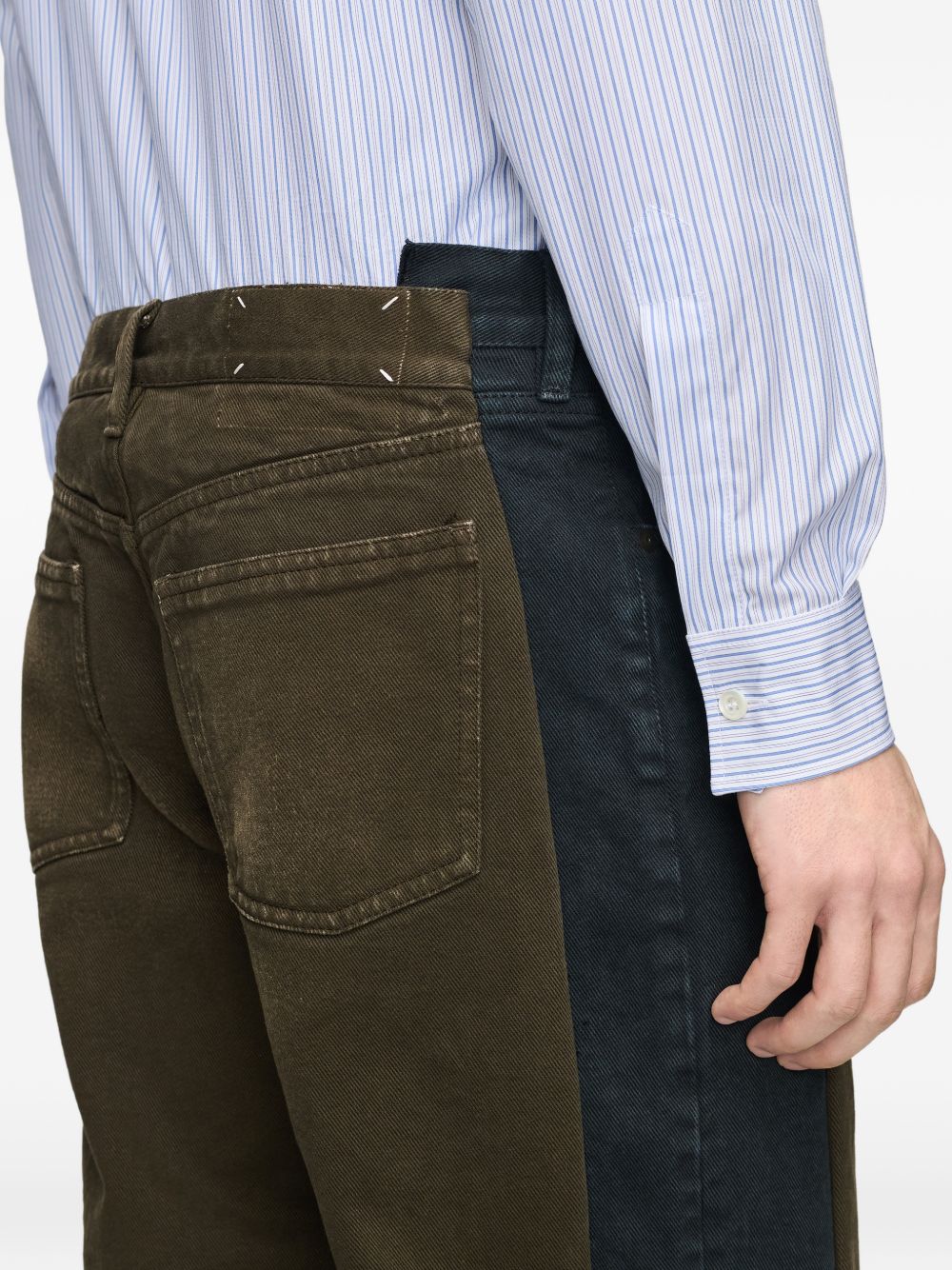 MAISON MARGIELA Jeans lunghi a due strati blu e marrone