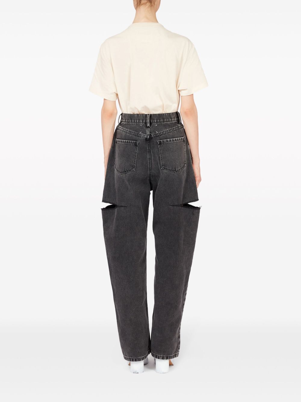 MAISON MARGIELA Jeans a vita alta con dettagli cut out sui fianchi grigi