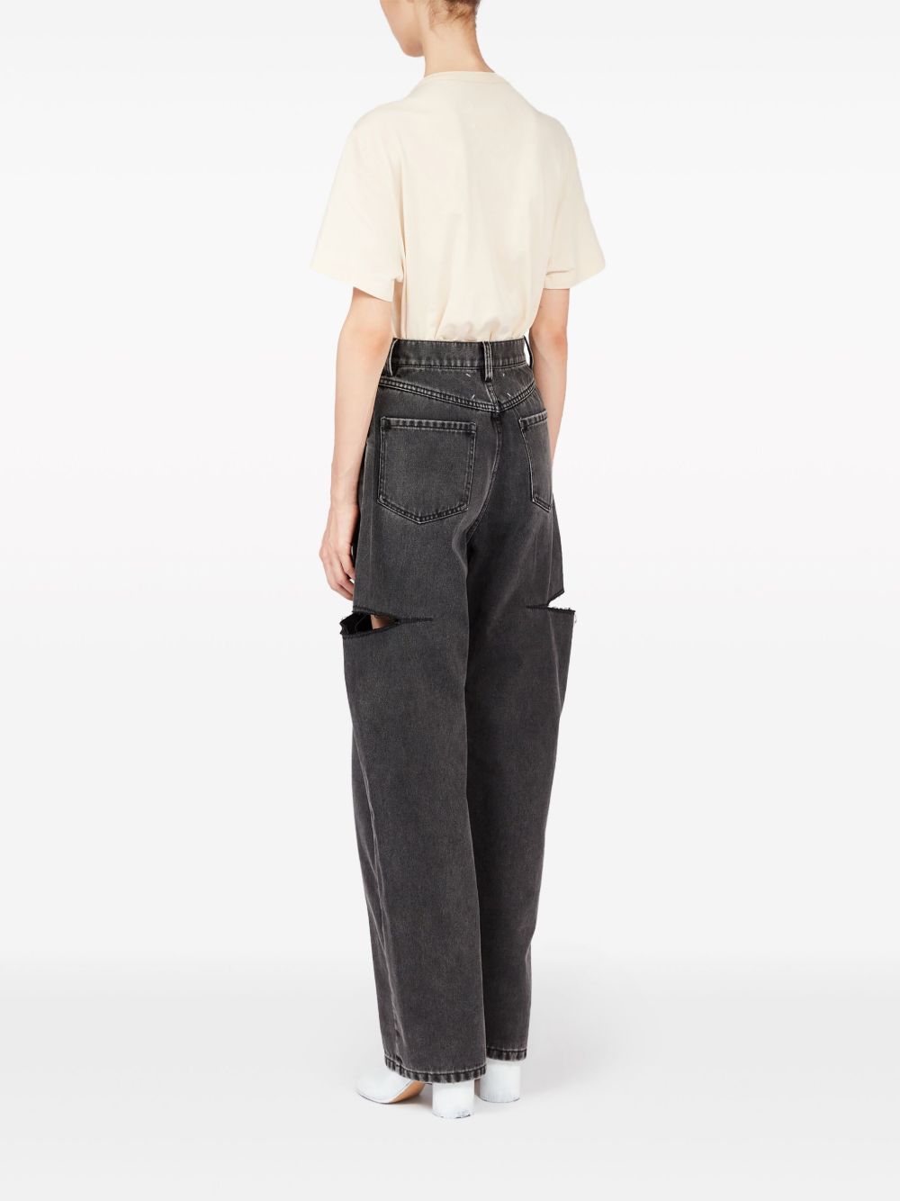 MAISON MARGIELA Jeans a vita alta con dettagli cut out sui fianchi grigi