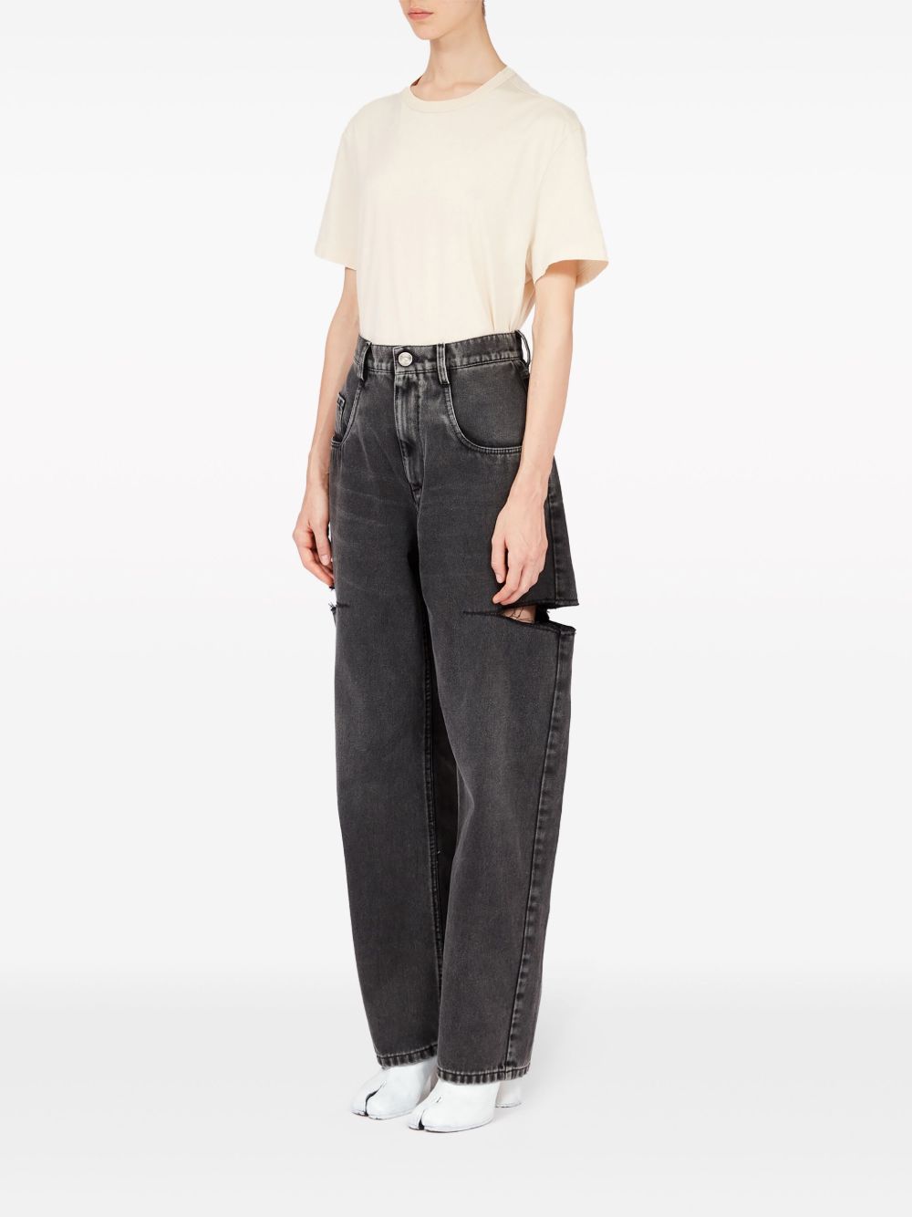 MAISON MARGIELA Jeans a vita alta con dettagli cut out sui fianchi grigi