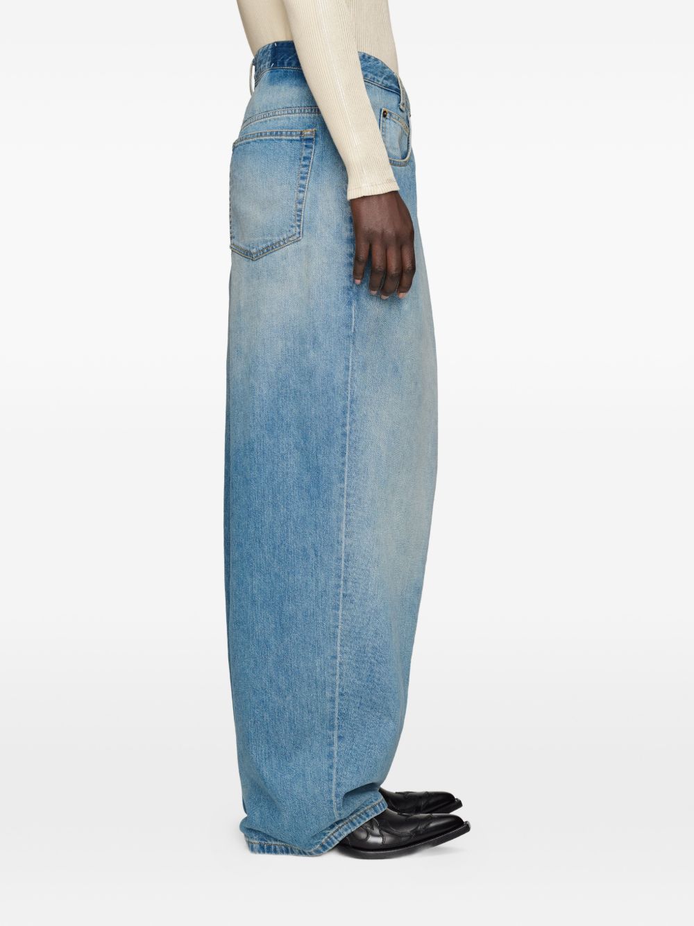 MAISON MARGIELA Jeans wide-leg in denim blu délavé