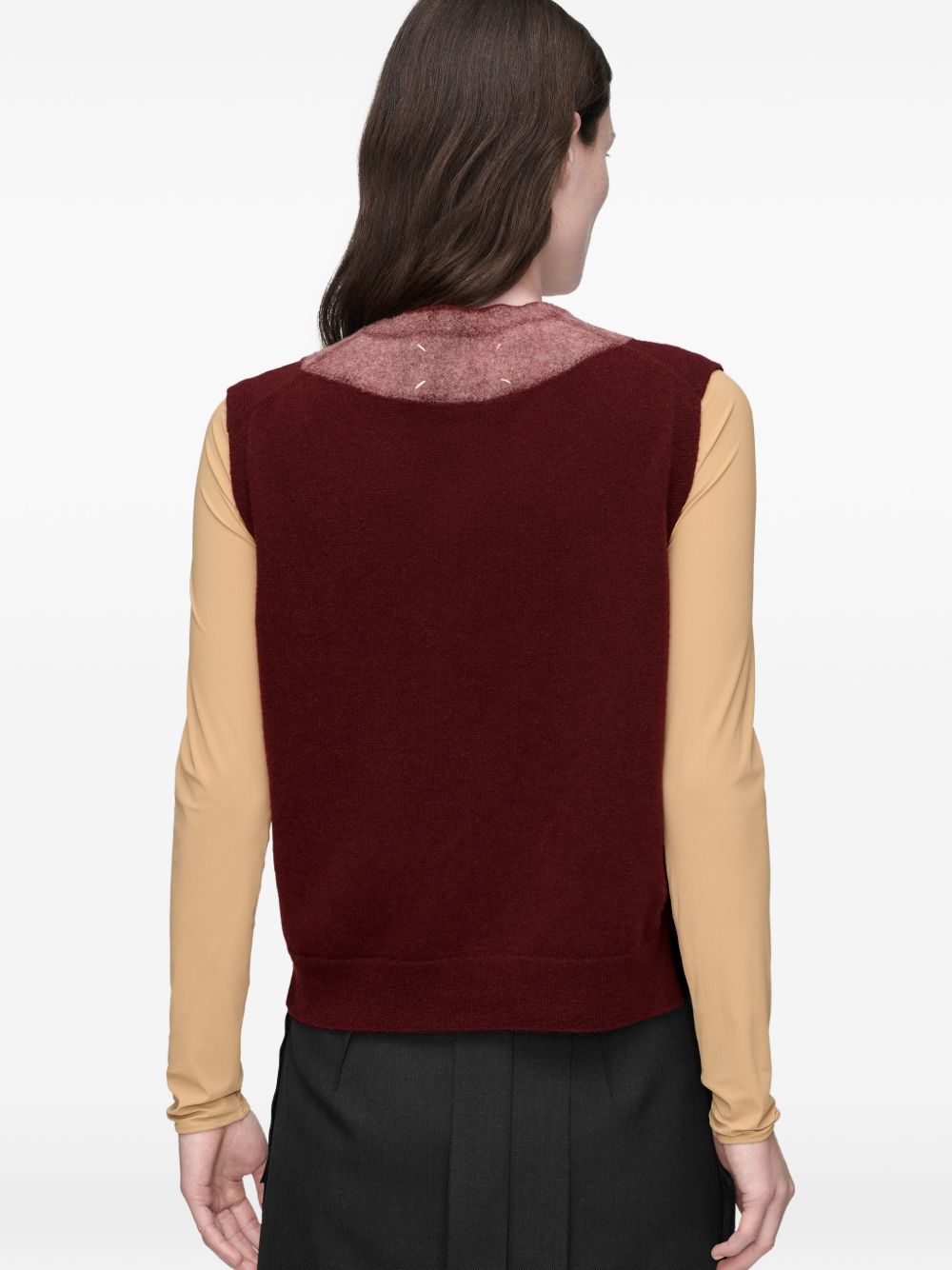 MAISON MARGIELA Gilet in lana rosso bordeaux con bottoni laterali