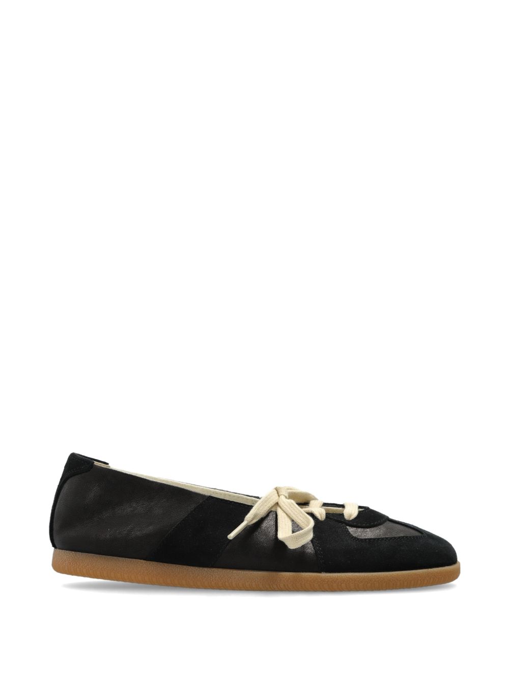 MAISON MARGIELA Sneakers ballerina nere con dettagli in suede e lacci