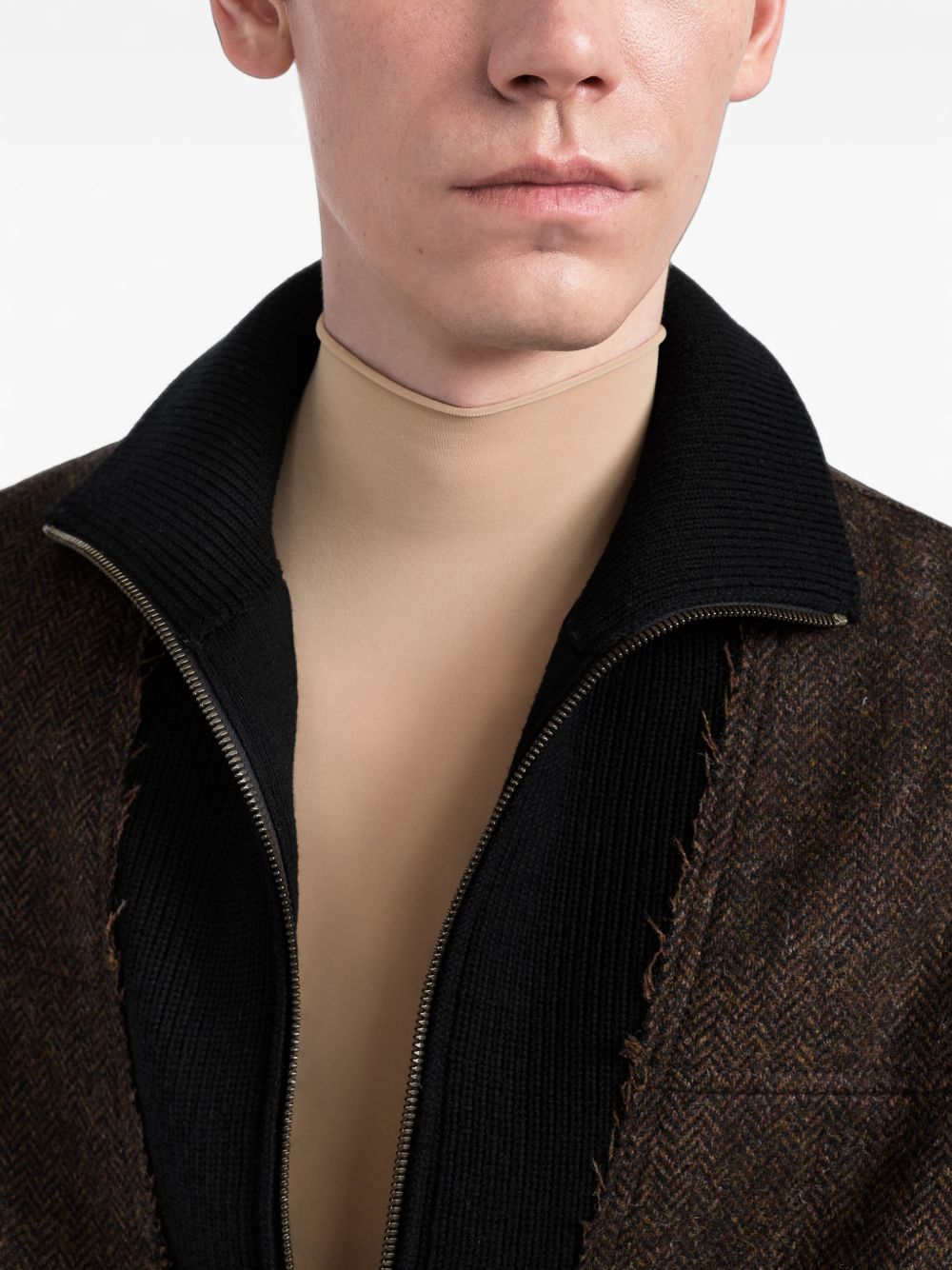 MAISON MARGIELA Giacca in Lana Spigata con Zip